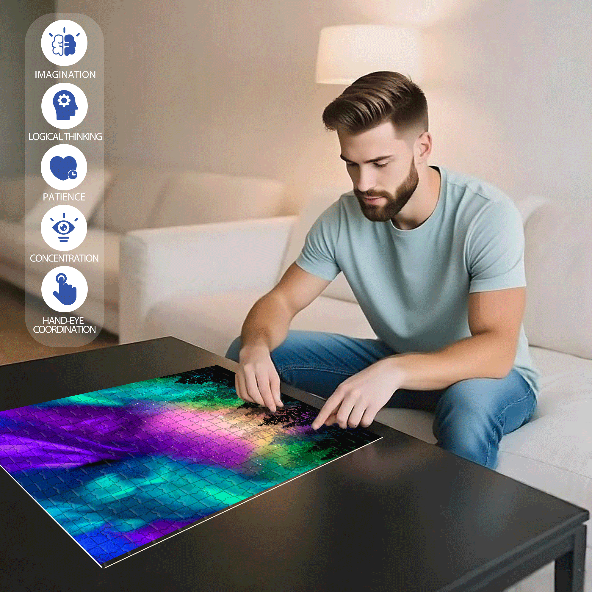 Timeless Treasures Aurora 500pcs/1000pcs Jigsaw Puzzle, Scratch-Resistant, Interactive Family Game & Brain-Boosting DIY Decor, Perfect for Halloween, Christmas & New Year Gifts, Family Puzzle Game