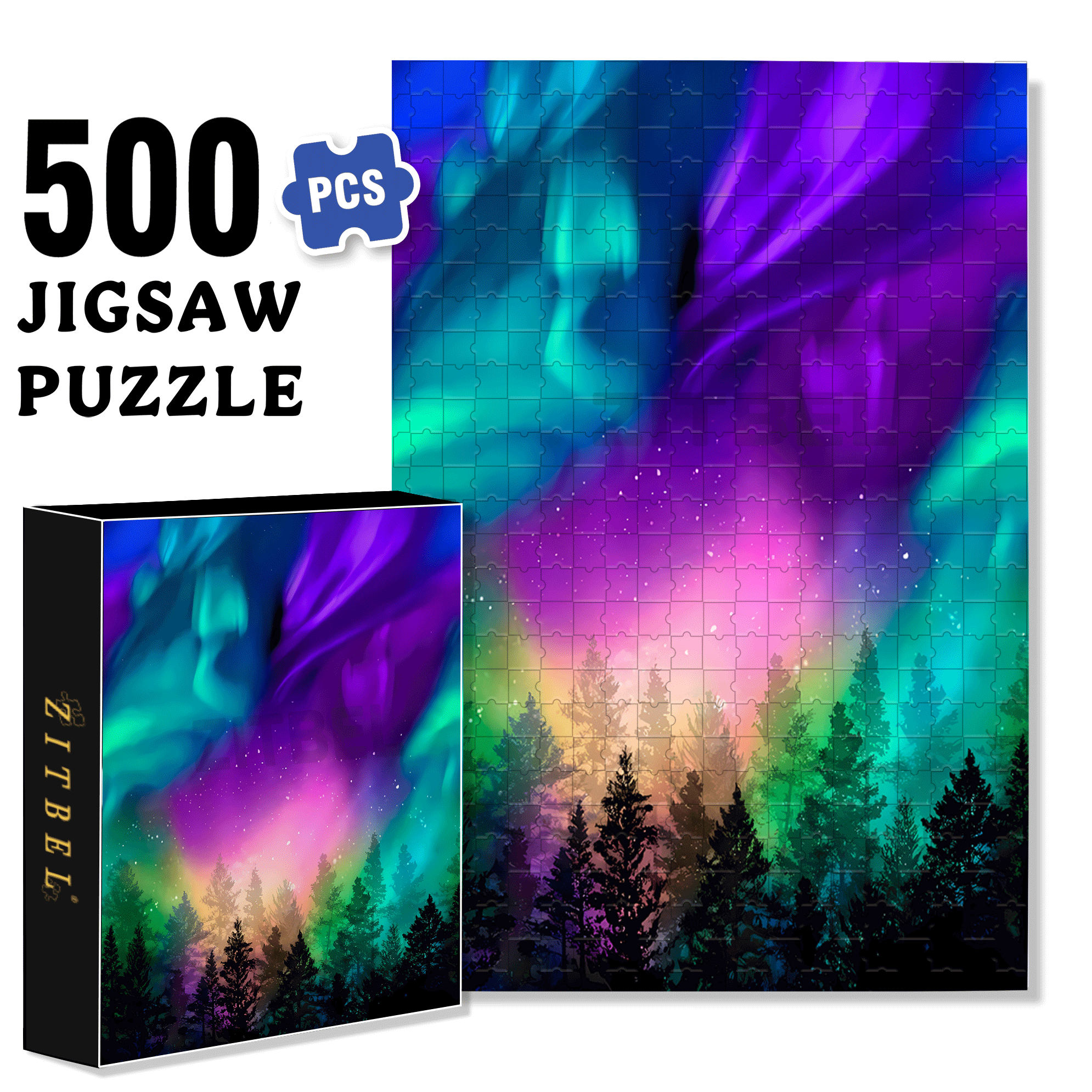 Timeless Treasures Aurora 500pcs/1000pcs Jigsaw Puzzle, Scratch-Resistant, Interactive Family Game & Brain-Boosting DIY Decor, Perfect for Halloween, Christmas & New Year Gifts, Family Puzzle Game