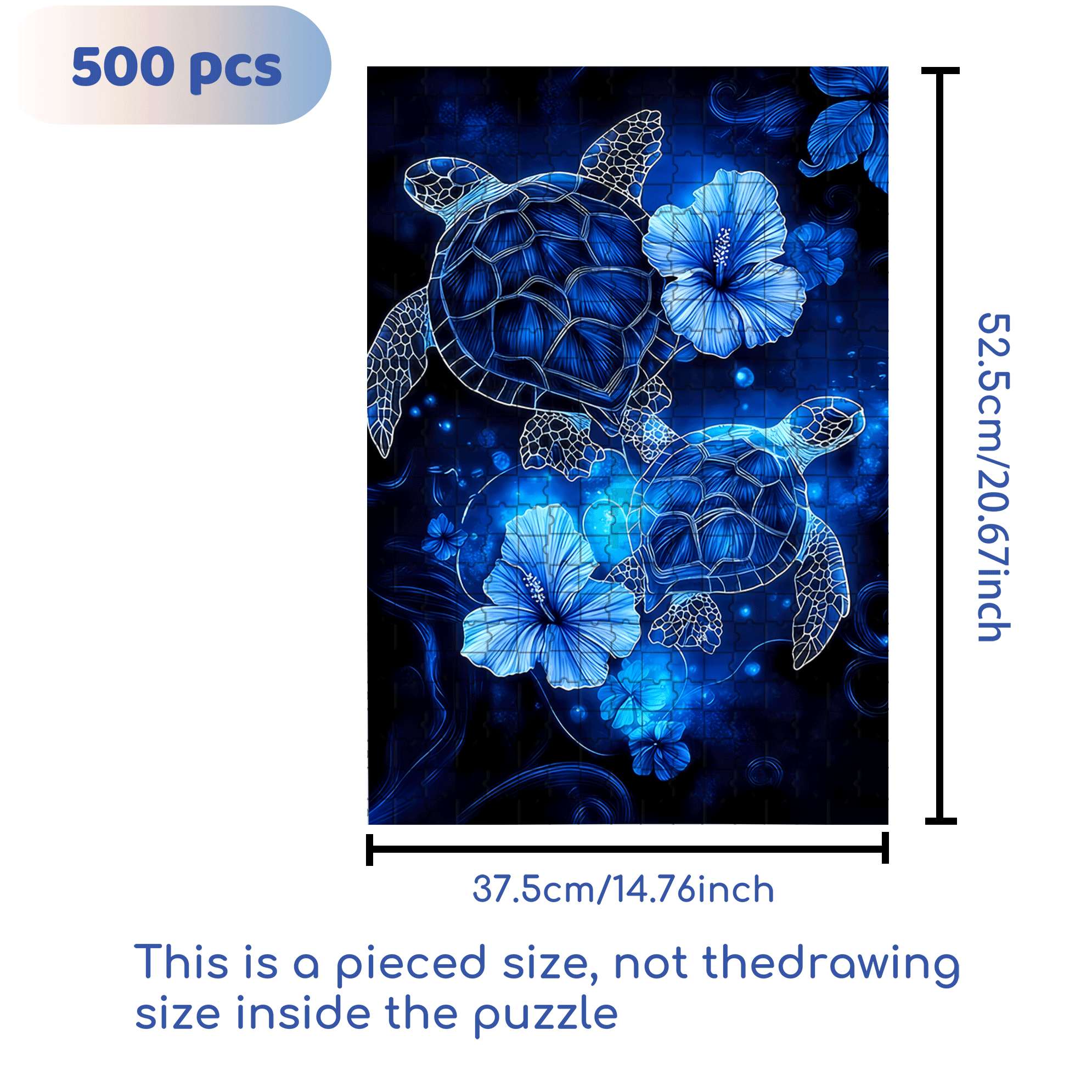 Turtle & Flower 500pcs/1000pcs Jigsaw Puzzle, Scratch-Resistant, Interactive Family Game & Brain-Boosting DIY Decor, Perfect for Halloween, Christmas & New Year Gifts, Family Puzzle Game