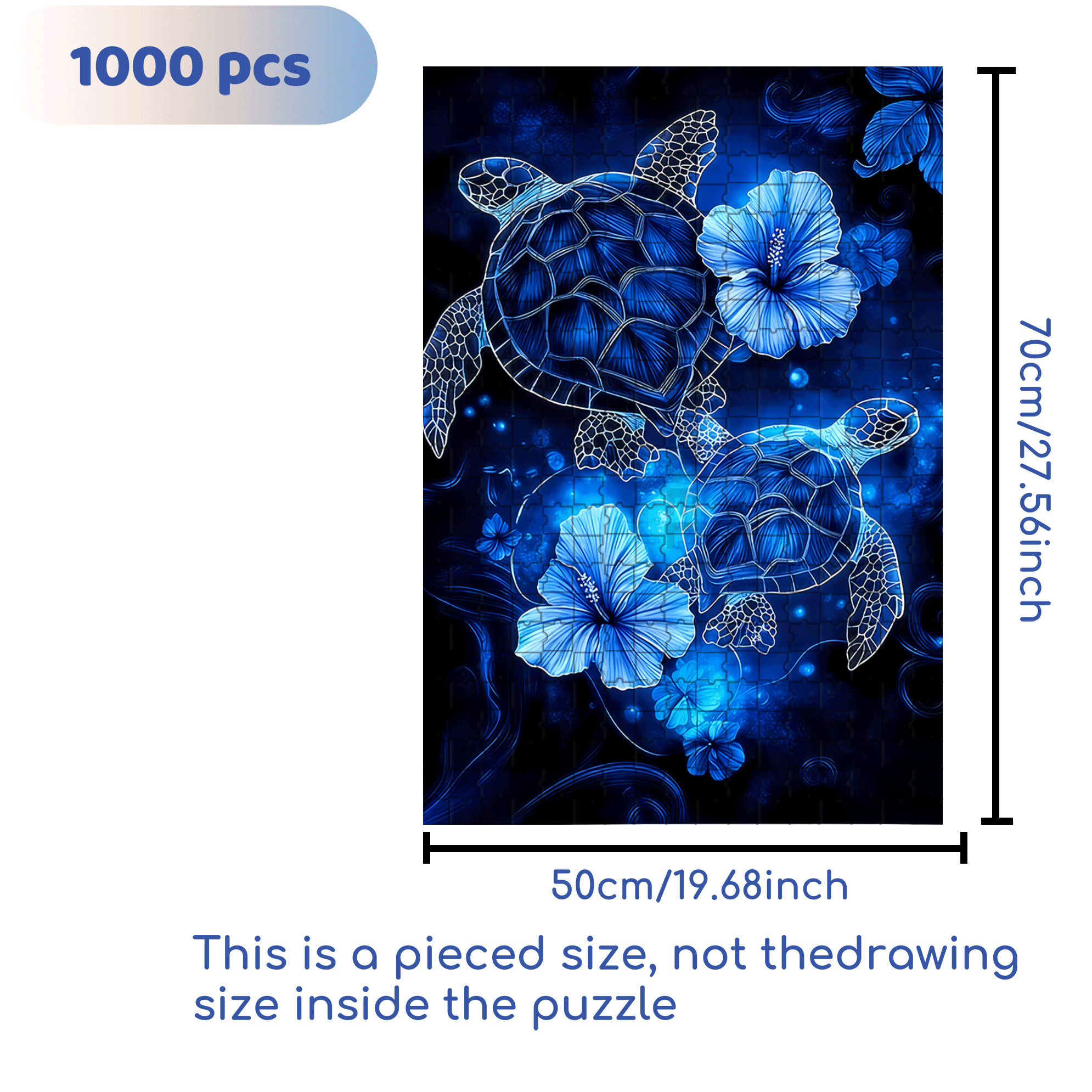 Turtle & Flower 500pcs/1000pcs Jigsaw Puzzle, Scratch-Resistant, Interactive Family Game & Brain-Boosting DIY Decor, Perfect for Halloween, Christmas & New Year Gifts, Family Puzzle Game