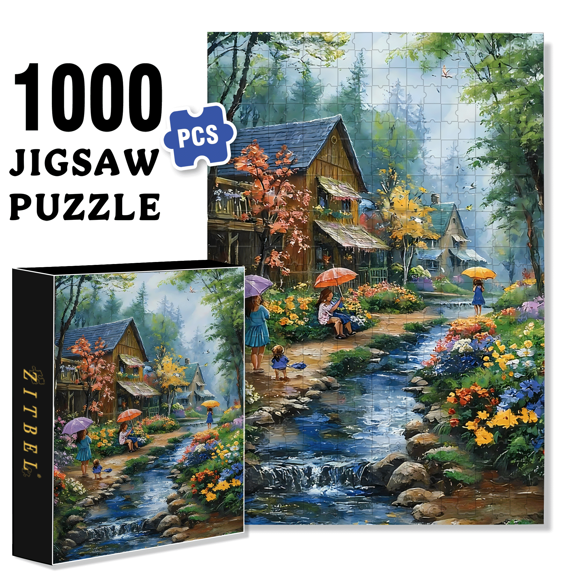 Valley of Flowers 500pcs/1000pcs Jigsaw Puzzle, Scratch-Resistant, Interactive Family Game & Brain-Boosting DIY Decor, Perfect for Halloween, Christmas & New Year Gifts, Family Puzzle Game