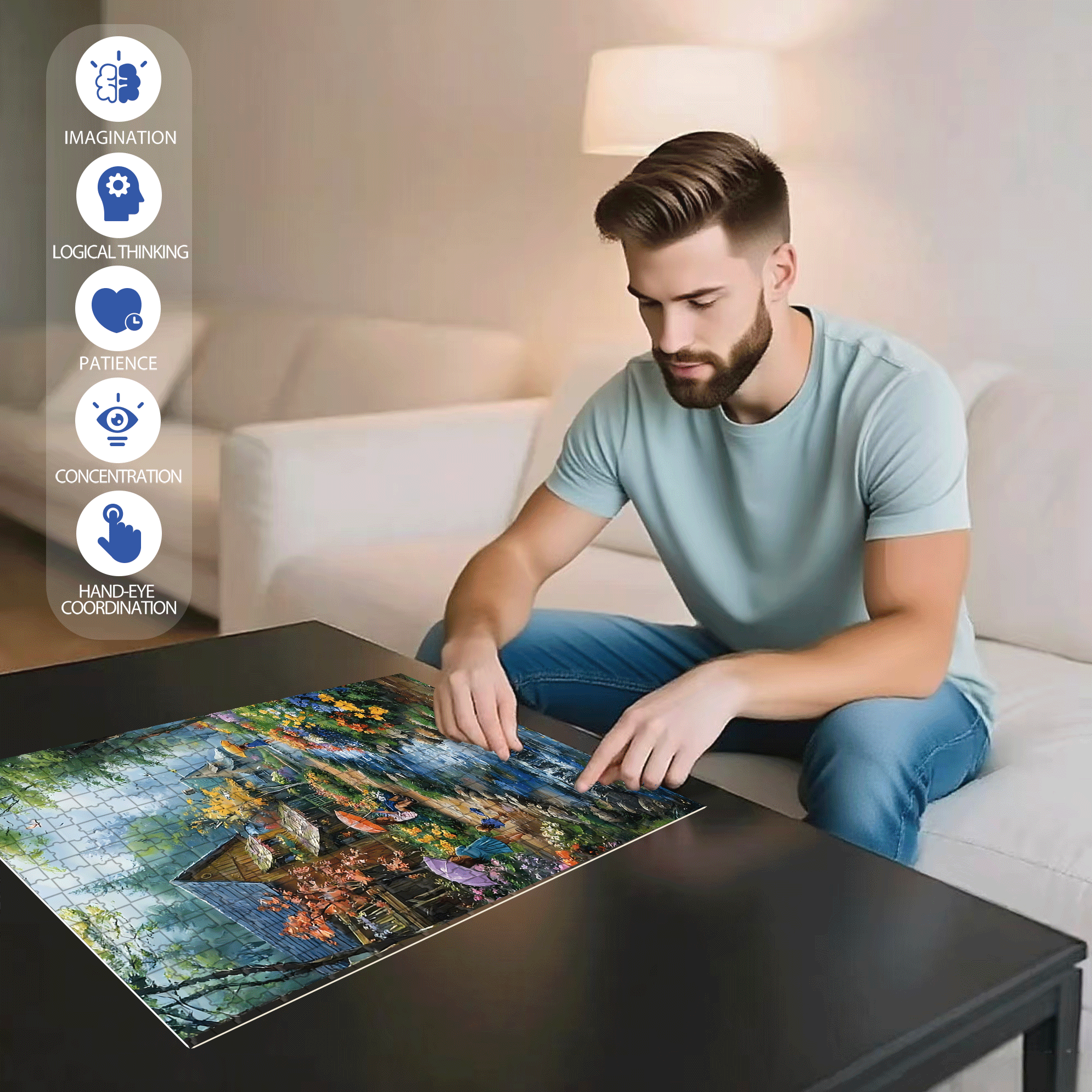 Valley of Flowers 500pcs/1000pcs Jigsaw Puzzle, Scratch-Resistant, Interactive Family Game & Brain-Boosting DIY Decor, Perfect for Halloween, Christmas & New Year Gifts, Family Puzzle Game