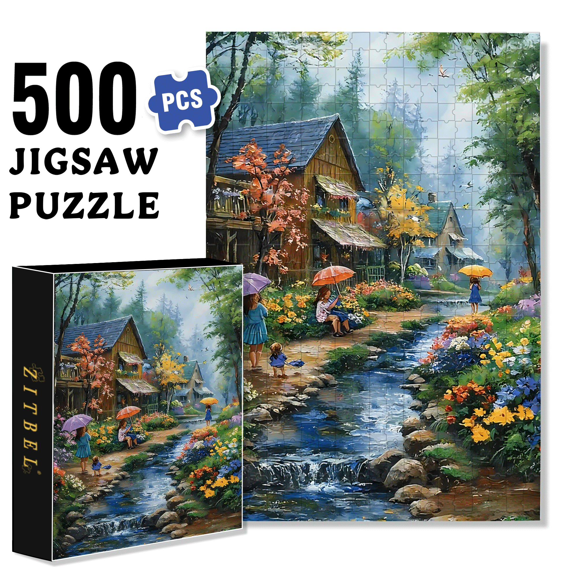 Valley of Flowers 500pcs/1000pcs Jigsaw Puzzle, Scratch-Resistant, Interactive Family Game & Brain-Boosting DIY Decor, Perfect for Halloween, Christmas & New Year Gifts, Family Puzzle Game