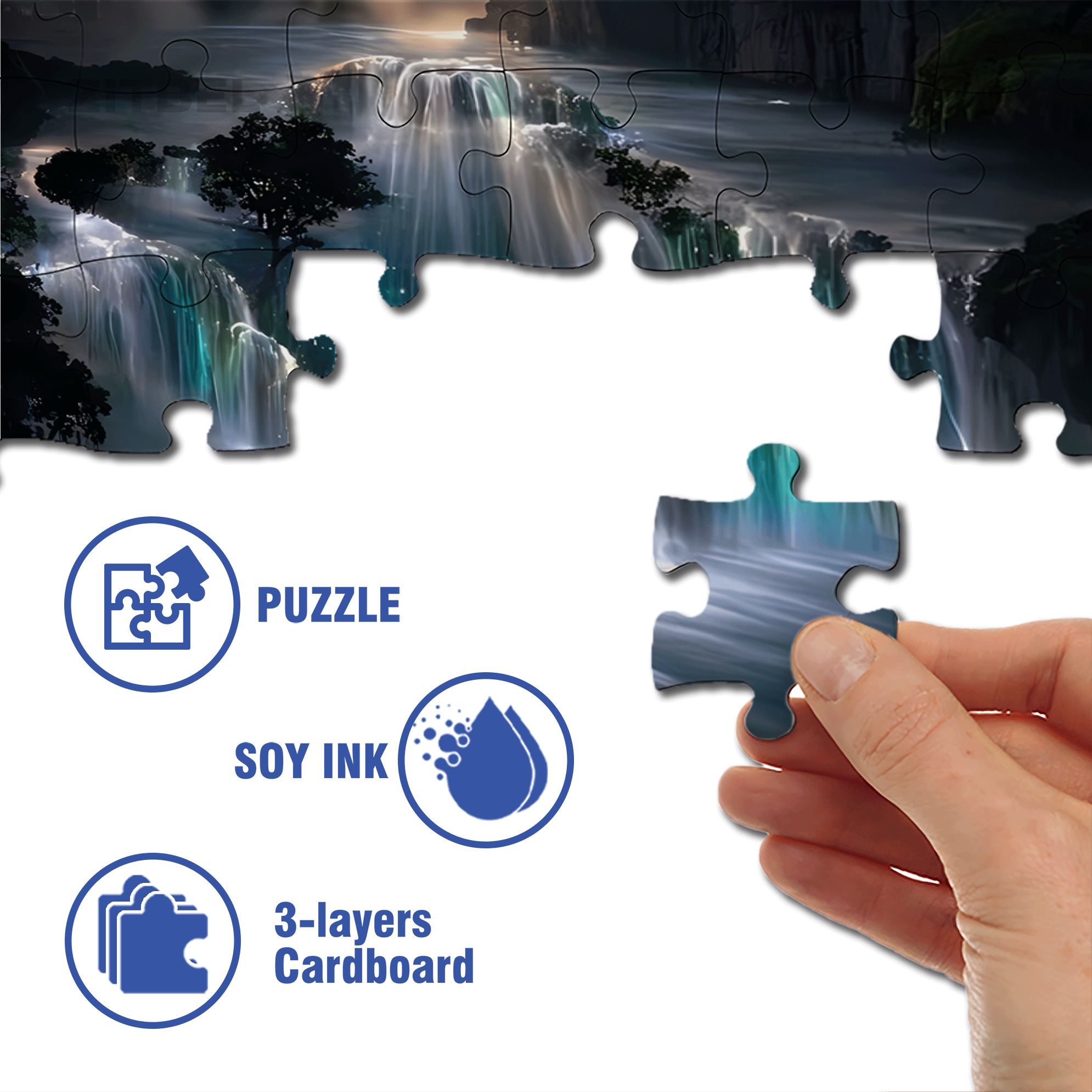 Waterfall wallpaper 500pcs/1000pcs Jigsaw Puzzle, Scratch-Resistant, Interactive Family Game & Brain-Boosting DIY Decor, Perfect for Halloween, Christmas & New Year Gifts, Family Puzzle Game