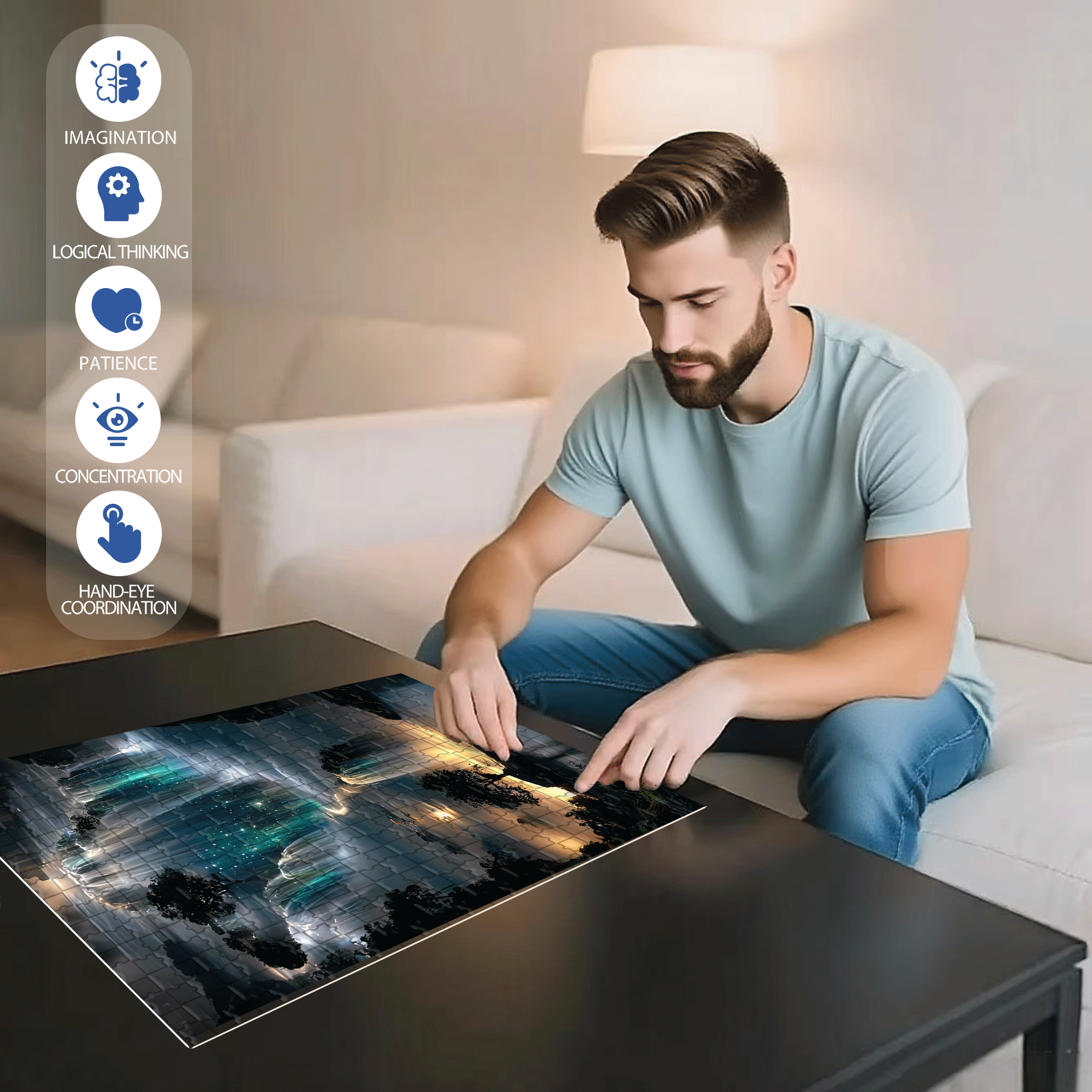 Waterfall wallpaper 500pcs/1000pcs Jigsaw Puzzle, Scratch-Resistant, Interactive Family Game & Brain-Boosting DIY Decor, Perfect for Halloween, Christmas & New Year Gifts, Family Puzzle Game