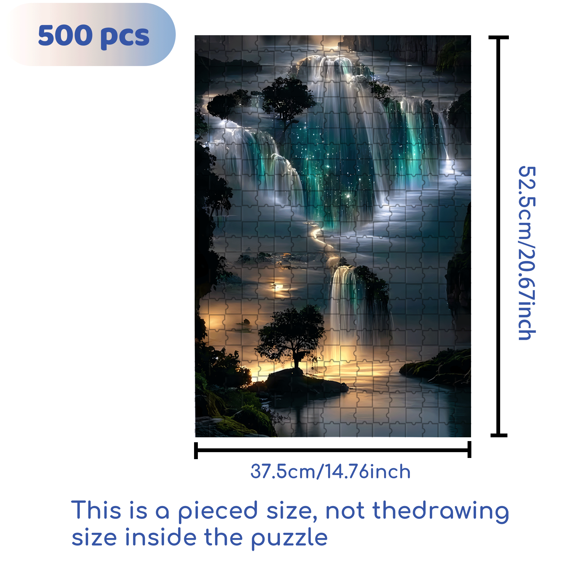 Waterfall wallpaper 500pcs/1000pcs Jigsaw Puzzle, Scratch-Resistant, Interactive Family Game & Brain-Boosting DIY Decor, Perfect for Halloween, Christmas & New Year Gifts, Family Puzzle Game