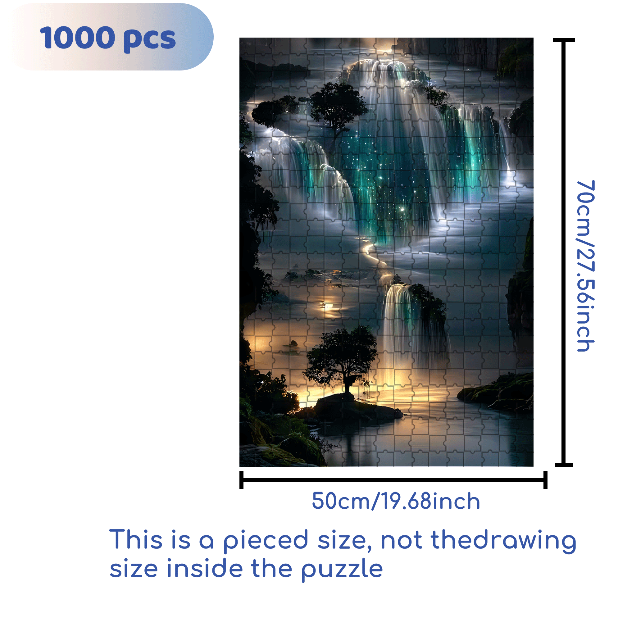 Waterfall wallpaper 500pcs/1000pcs Jigsaw Puzzle, Scratch-Resistant, Interactive Family Game & Brain-Boosting DIY Decor, Perfect for Halloween, Christmas & New Year Gifts, Family Puzzle Game