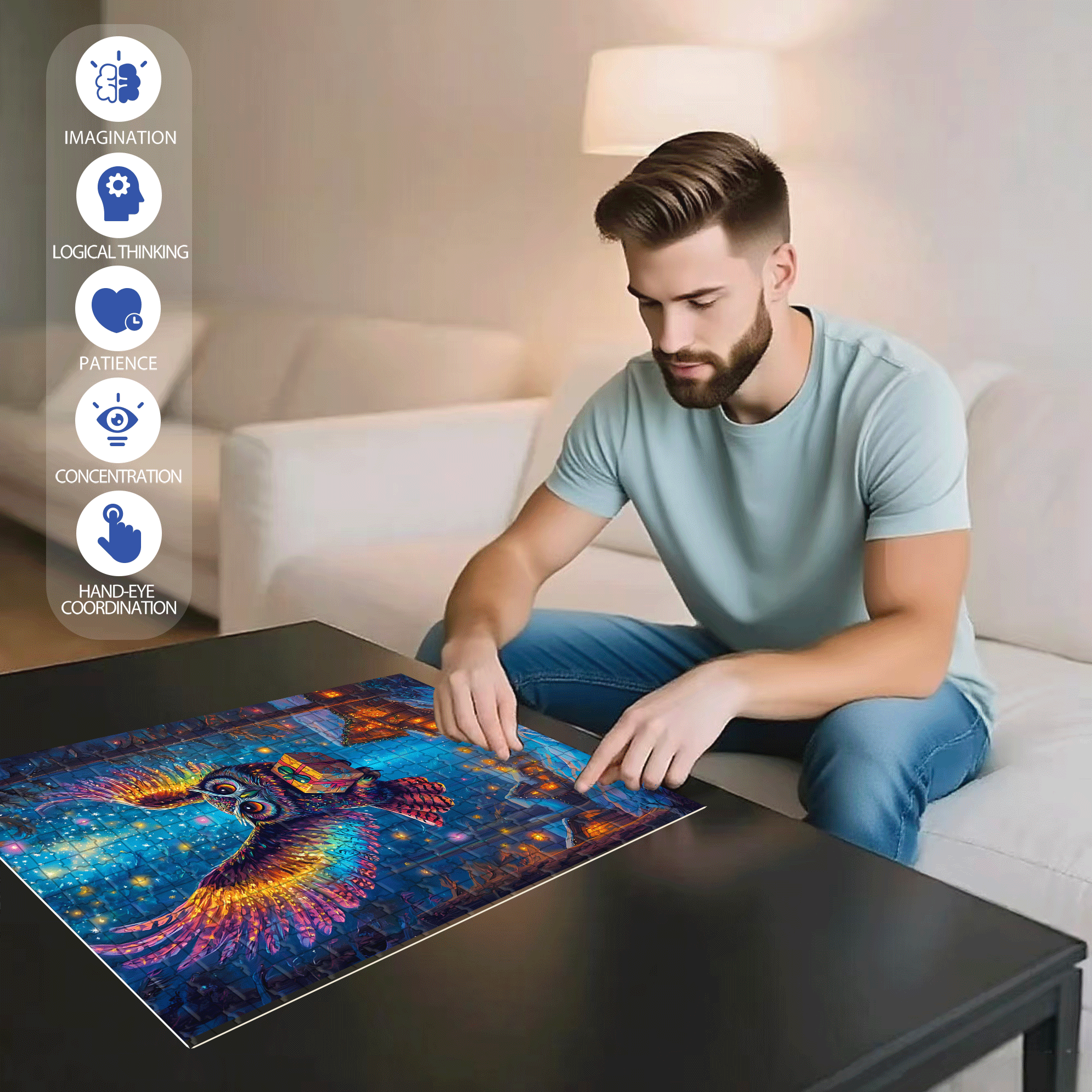 Why Are Owls Associated with Christmas 500pcs/1000pcs Jigsaw Puzzle, Scratch-Resistant, Interactive Family Game & Brain-Boosting DIY Decor, Perfect for Halloween, Christmas & New Year Gifts, Family Puzzle Game