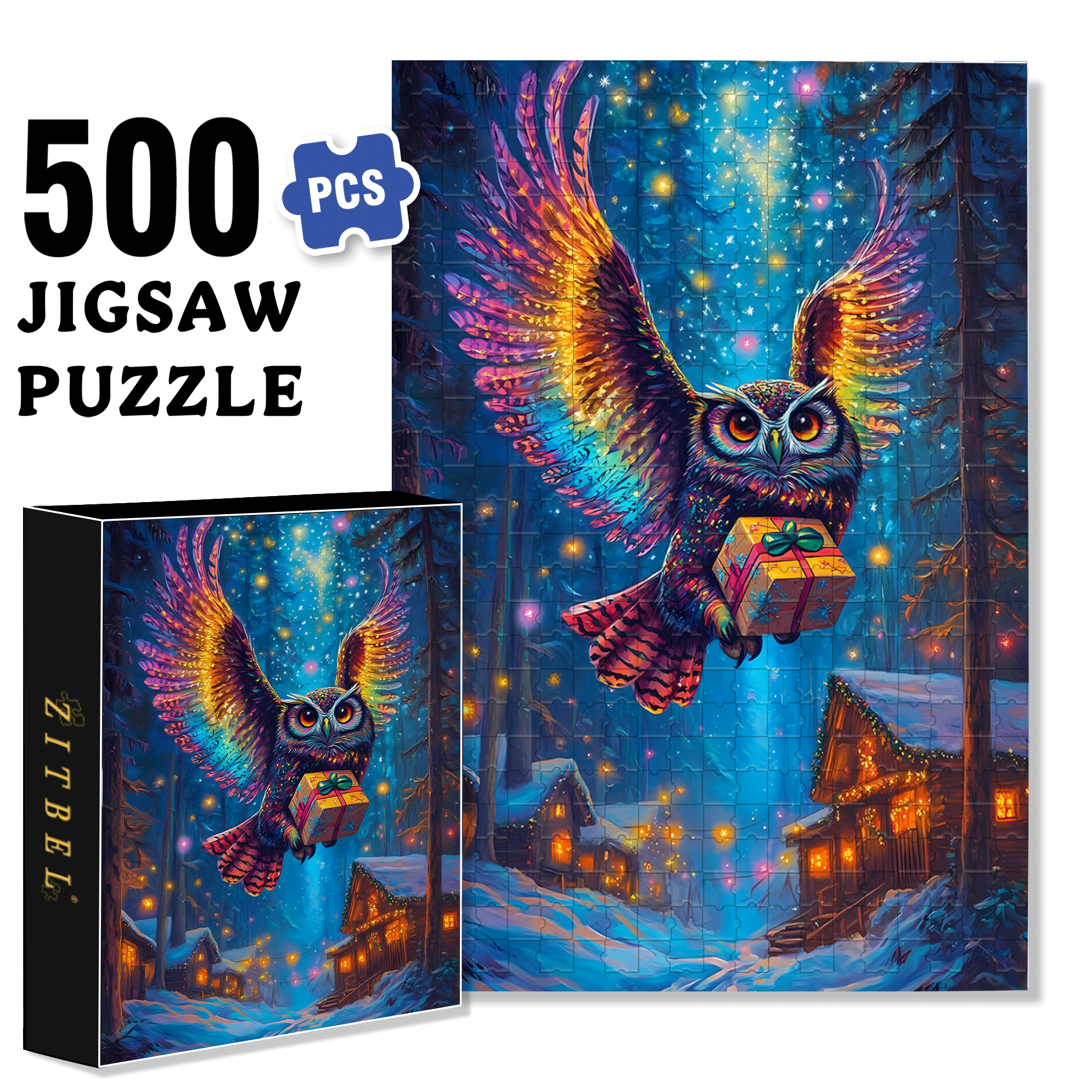 Why Are Owls Associated with Christmas 500pcs/1000pcs Jigsaw Puzzle, Scratch-Resistant, Interactive Family Game & Brain-Boosting DIY Decor, Perfect for Halloween, Christmas & New Year Gifts, Family Puzzle Game
