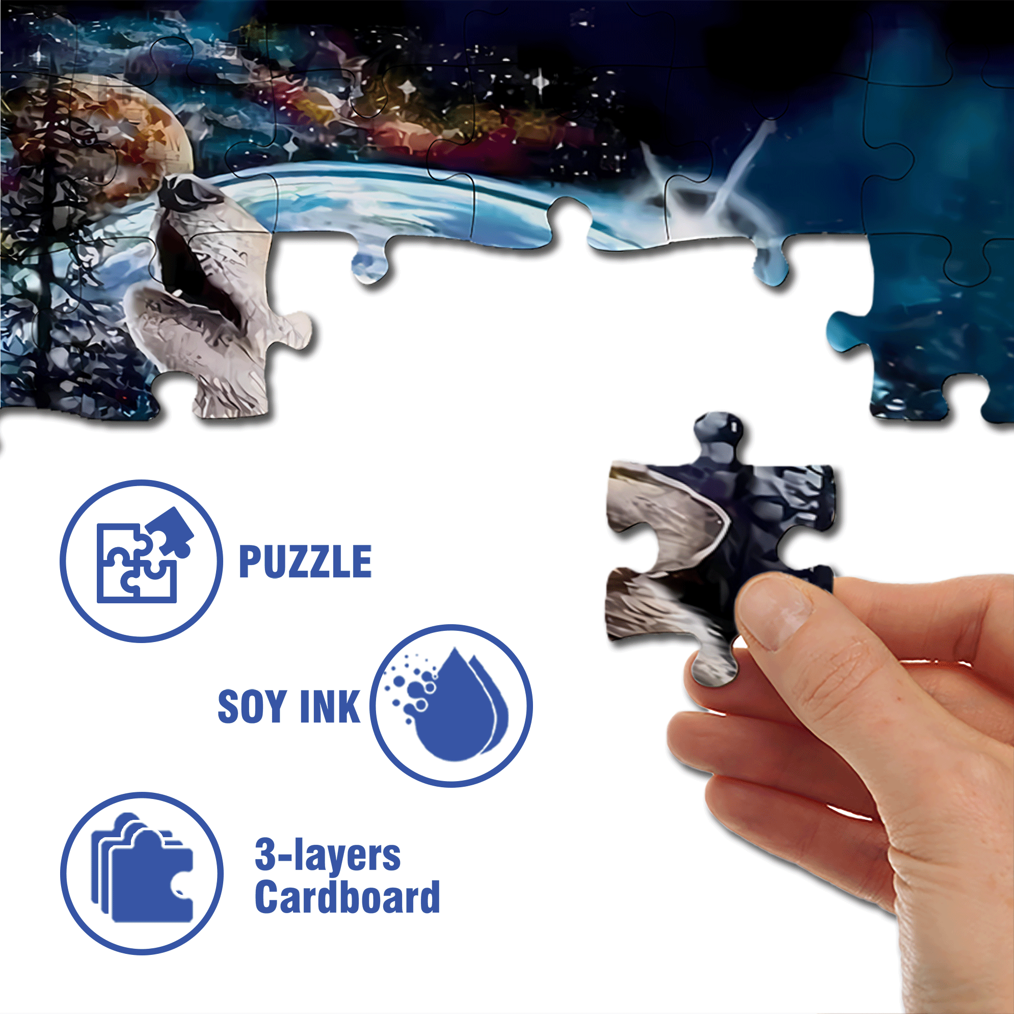 Wolf 500pcs/1000pcs Jigsaw Puzzle, Scratch-Resistant, Interactive Family Game & Brain-Boosting DIY Decor, Perfect for Halloween, Christmas & New Year Gifts, Family Puzzle Game