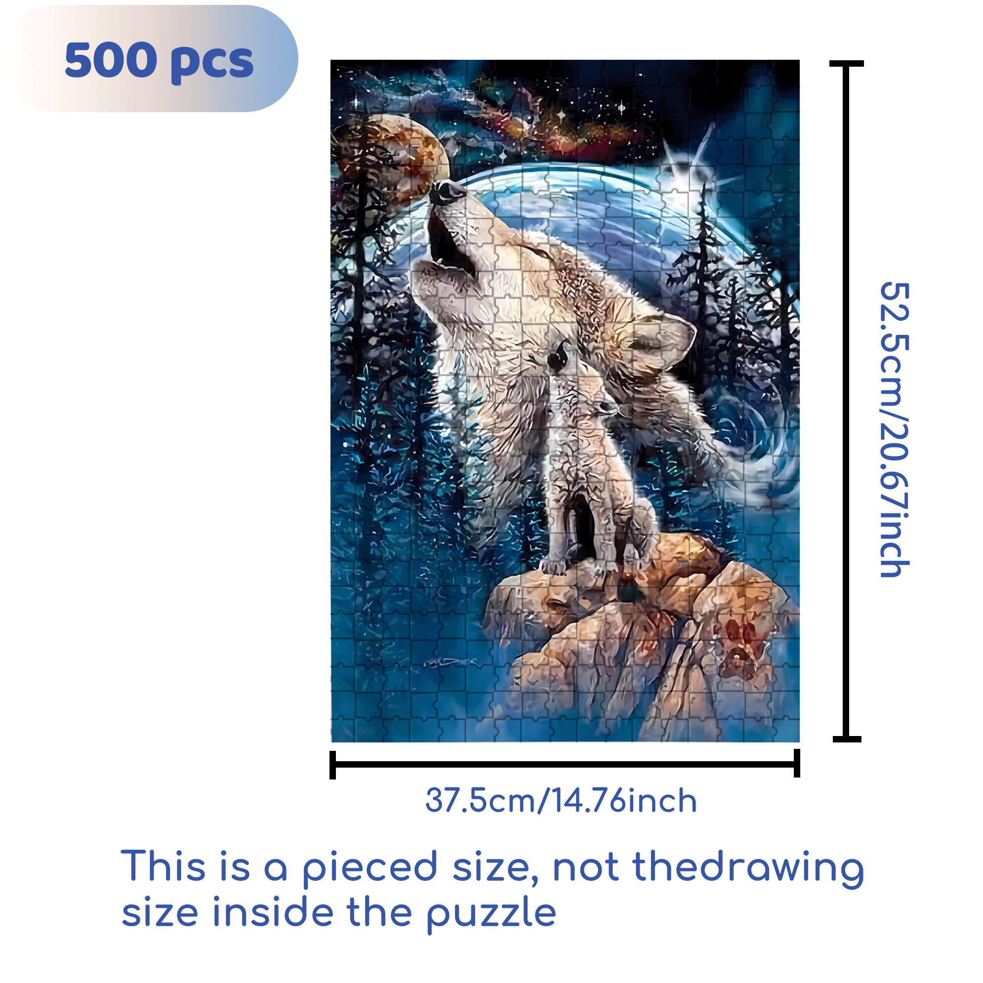 Wolf 500pcs/1000pcs Jigsaw Puzzle, Scratch-Resistant, Interactive Family Game & Brain-Boosting DIY Decor, Perfect for Halloween, Christmas & New Year Gifts, Family Puzzle Game