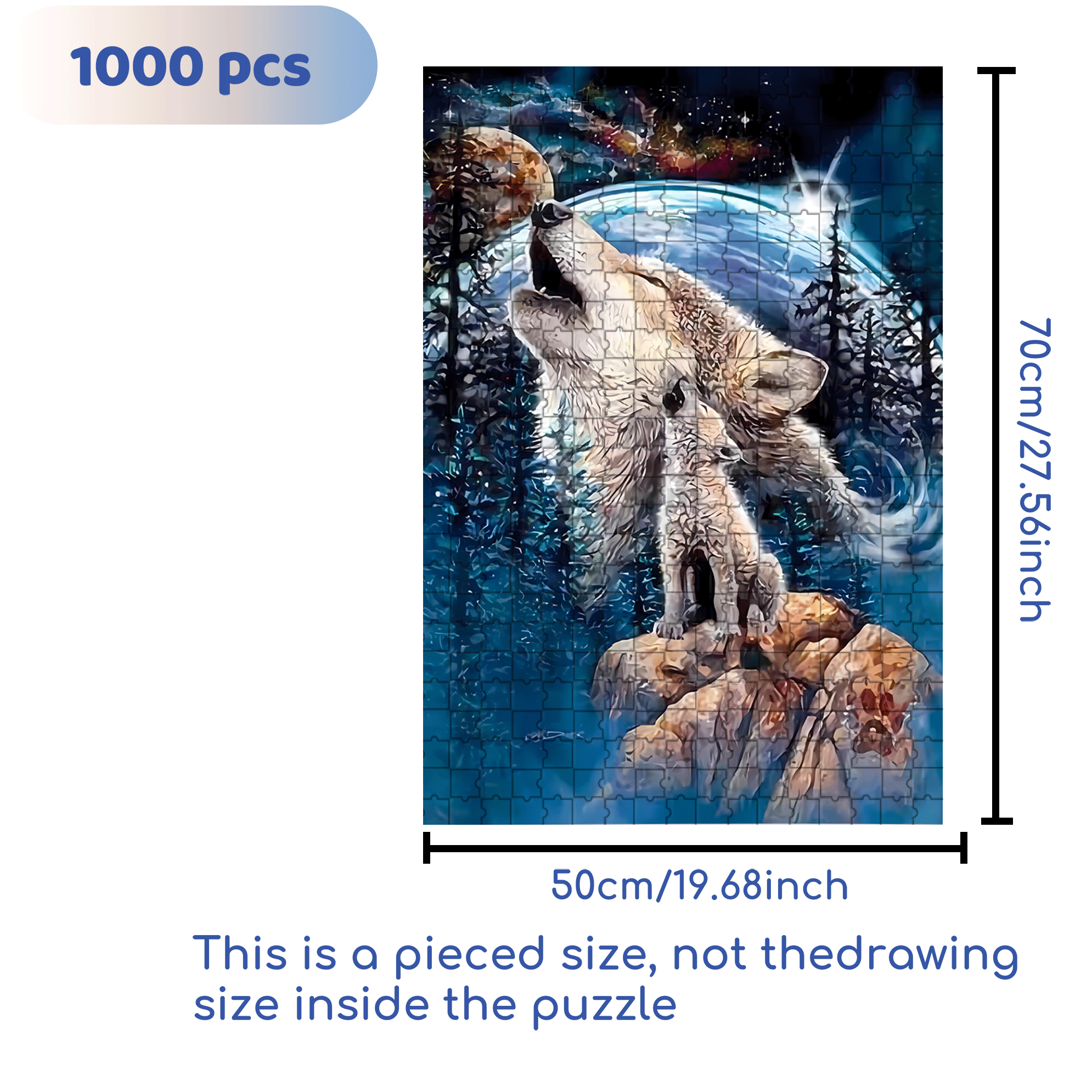 Wolf 500pcs/1000pcs Jigsaw Puzzle, Scratch-Resistant, Interactive Family Game & Brain-Boosting DIY Decor, Perfect for Halloween, Christmas & New Year Gifts, Family Puzzle Game