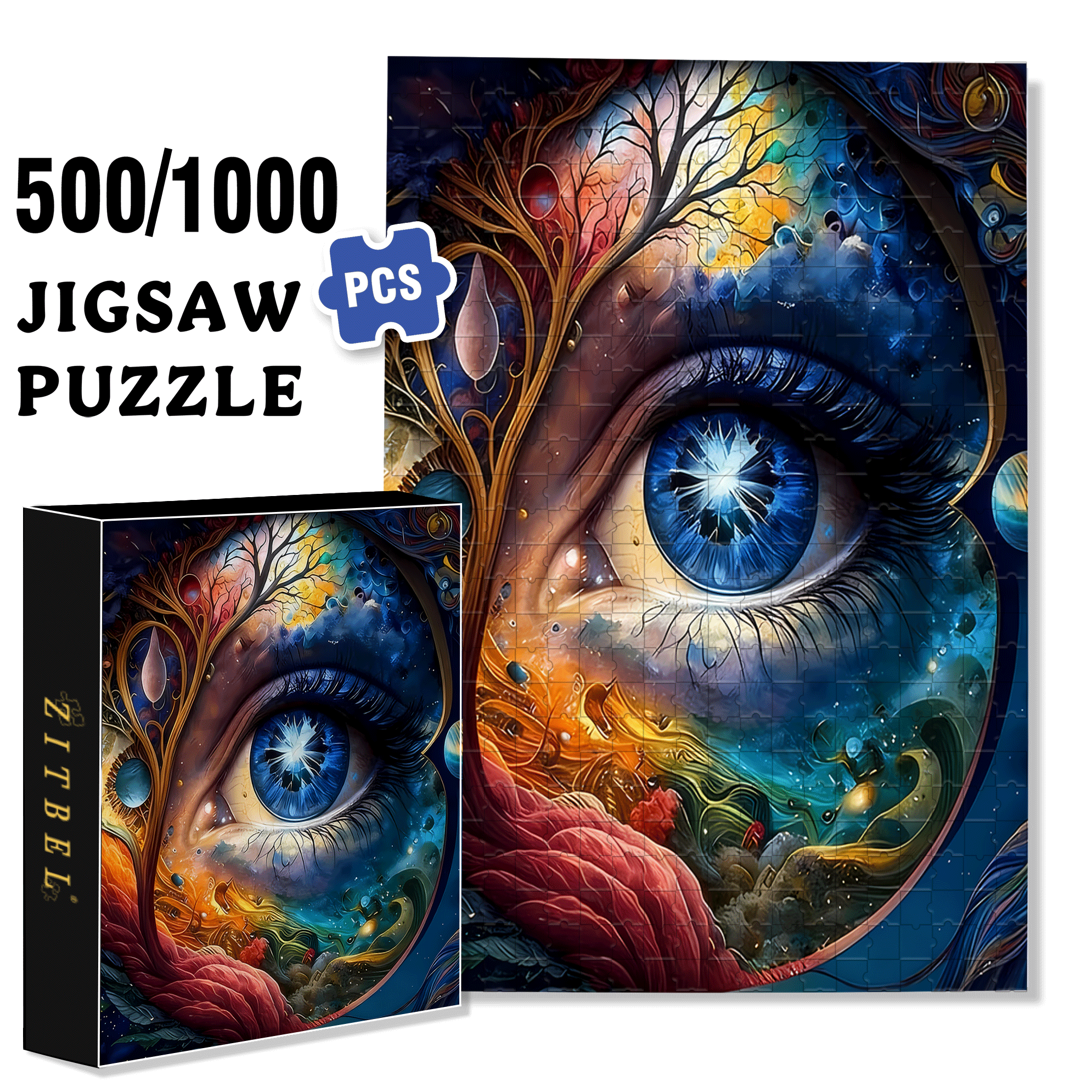 Your Eye 500pcs/1000pcs Jigsaw Puzzle, Scratch-Resistant, Interactive Family Game & Brain-Boosting DIY Decor, Perfect for Halloween, Christmas & New Year Gifts, Family Puzzle Game