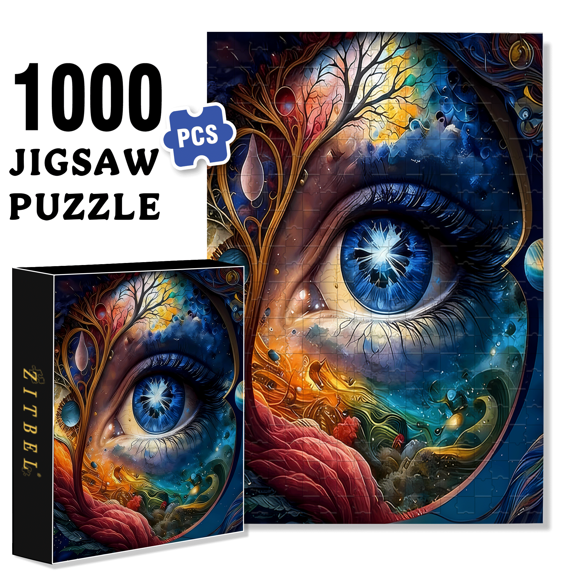 Your Eye 500pcs/1000pcs Jigsaw Puzzle, Scratch-Resistant, Interactive Family Game & Brain-Boosting DIY Decor, Perfect for Halloween, Christmas & New Year Gifts, Family Puzzle Game