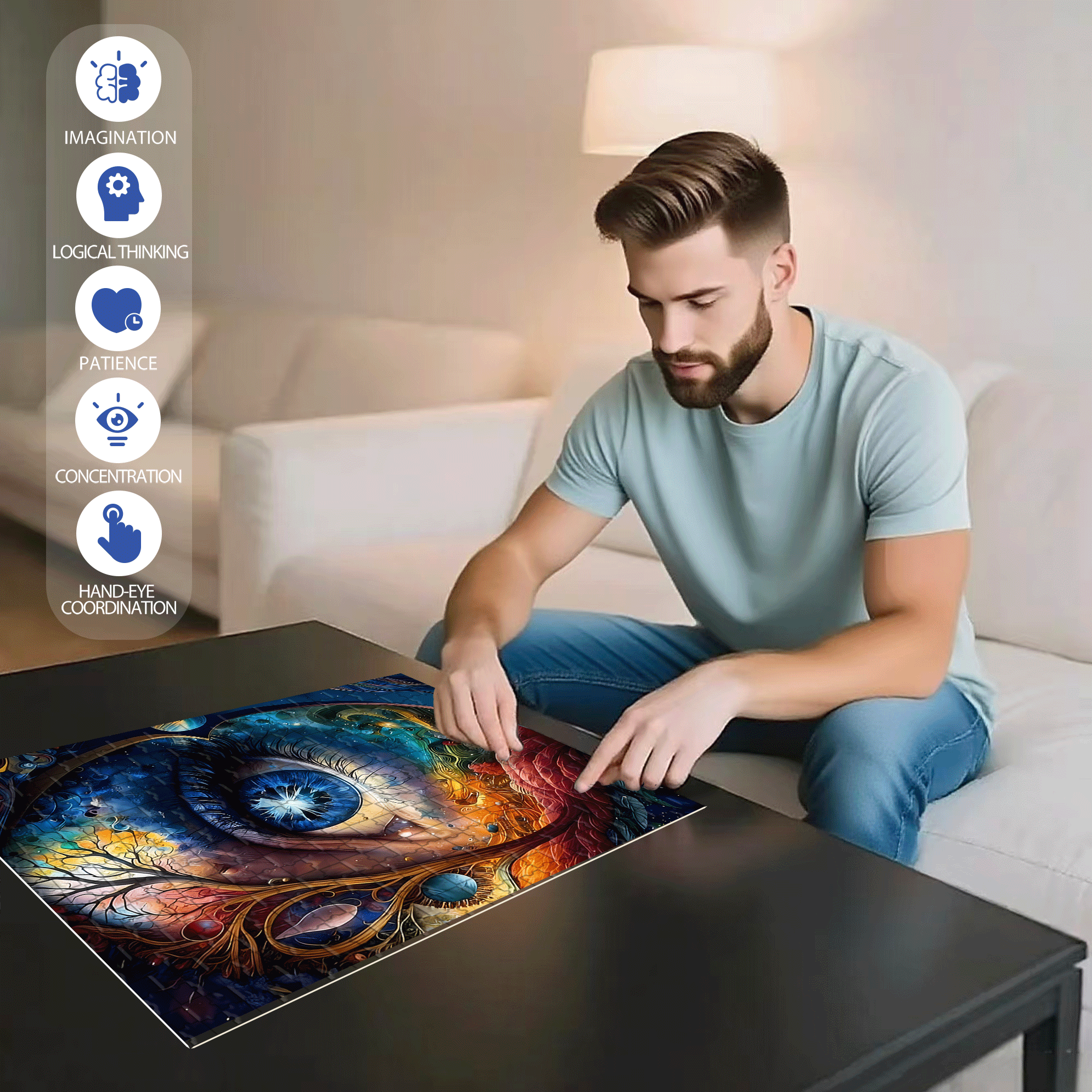 Your Eye 500pcs/1000pcs Jigsaw Puzzle, Scratch-Resistant, Interactive Family Game & Brain-Boosting DIY Decor, Perfect for Halloween, Christmas & New Year Gifts, Family Puzzle Game