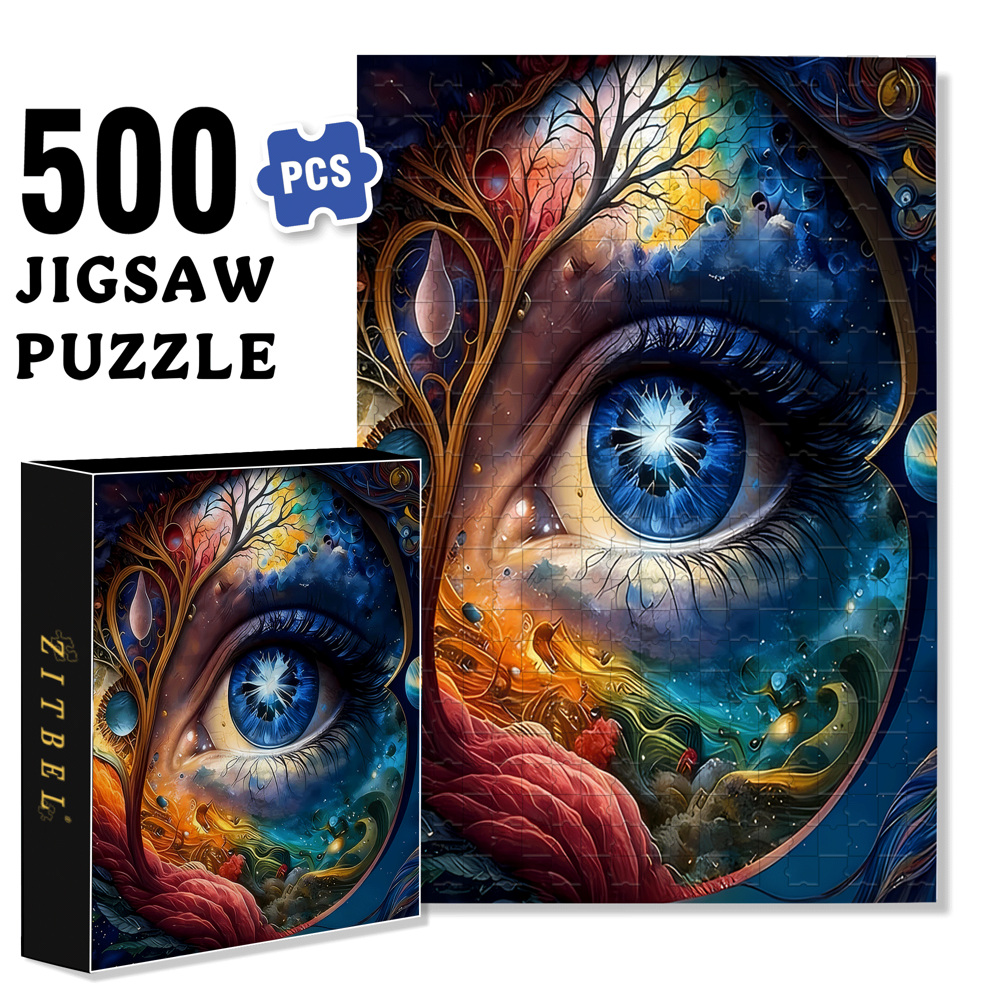 Your Eye 500pcs/1000pcs Jigsaw Puzzle, Scratch-Resistant, Interactive Family Game & Brain-Boosting DIY Decor, Perfect for Halloween, Christmas & New Year Gifts, Family Puzzle Game