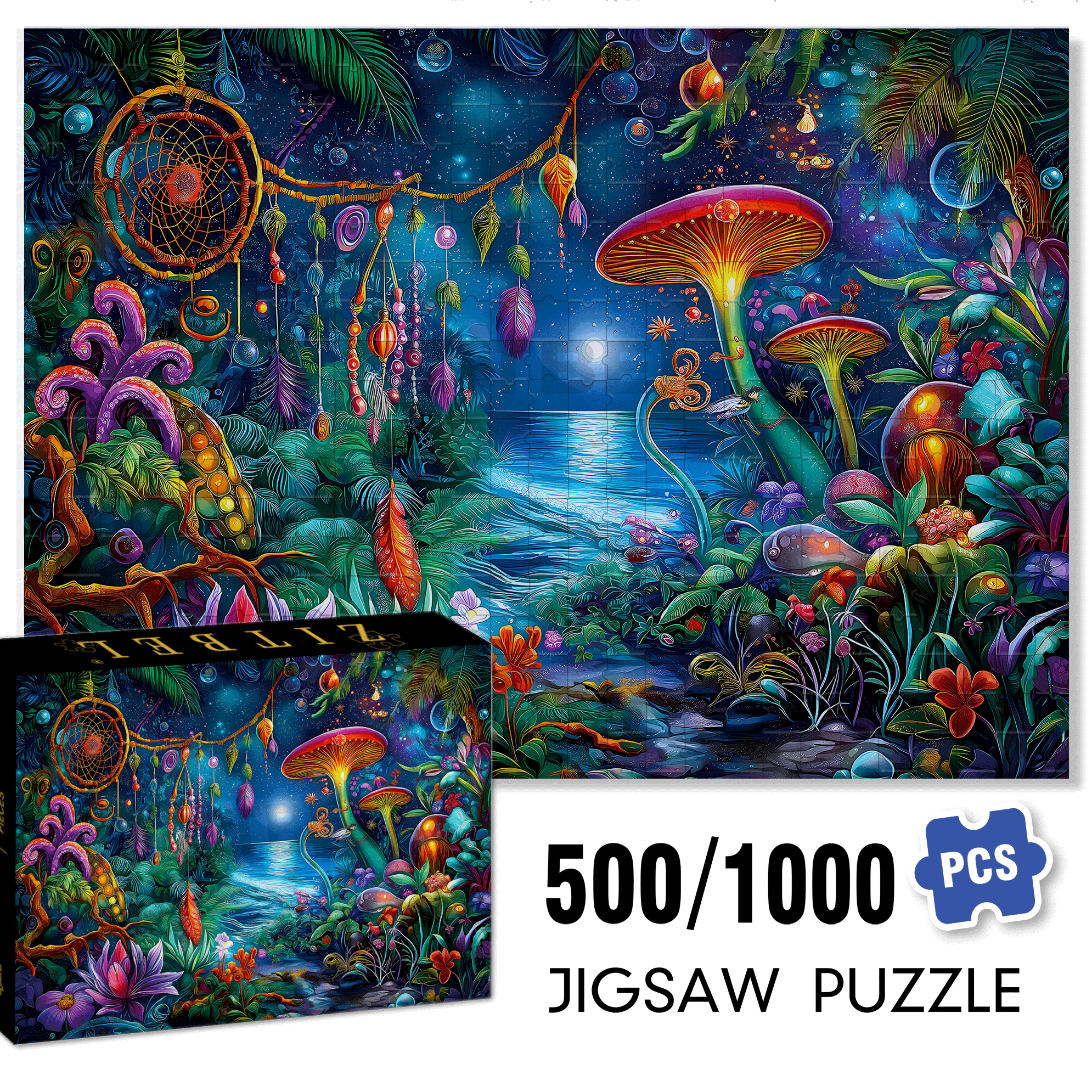 Blueforest Fantasy 500pcs/1000pcs Jigsaw Puzzle, Scratch-Resistant, Interactive Family Game & Brain-Boosting DIY Decor, Perfect for Halloween, Christmas & New Year Gifts, Family Puzzle Game