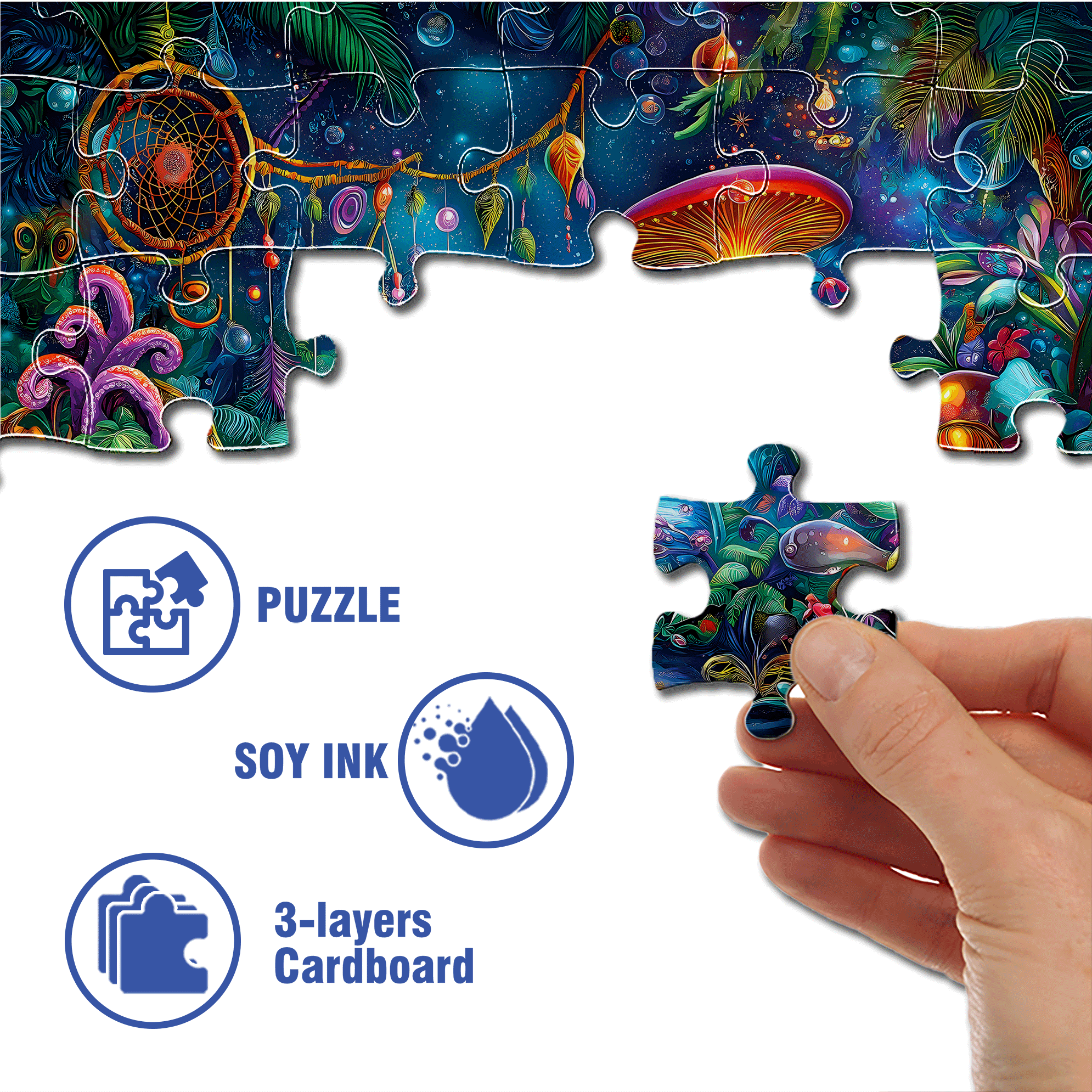 Blueforest Fantasy 500pcs/1000pcs Jigsaw Puzzle, Scratch-Resistant, Interactive Family Game & Brain-Boosting DIY Decor, Perfect for Halloween, Christmas & New Year Gifts, Family Puzzle Game