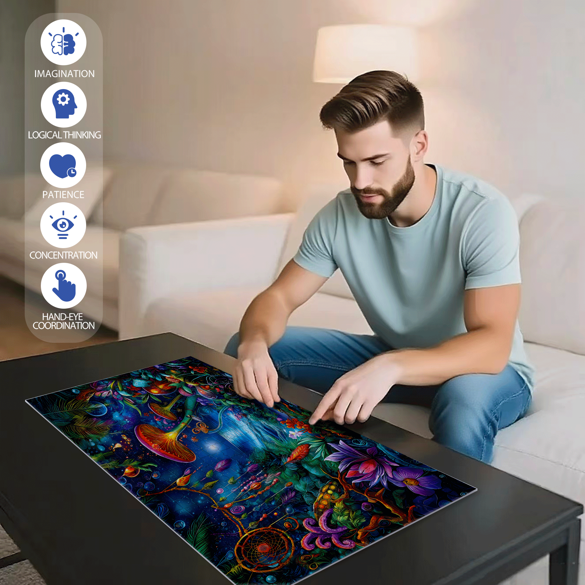 Blueforest Fantasy 500pcs/1000pcs Jigsaw Puzzle, Scratch-Resistant, Interactive Family Game & Brain-Boosting DIY Decor, Perfect for Halloween, Christmas & New Year Gifts, Family Puzzle Game