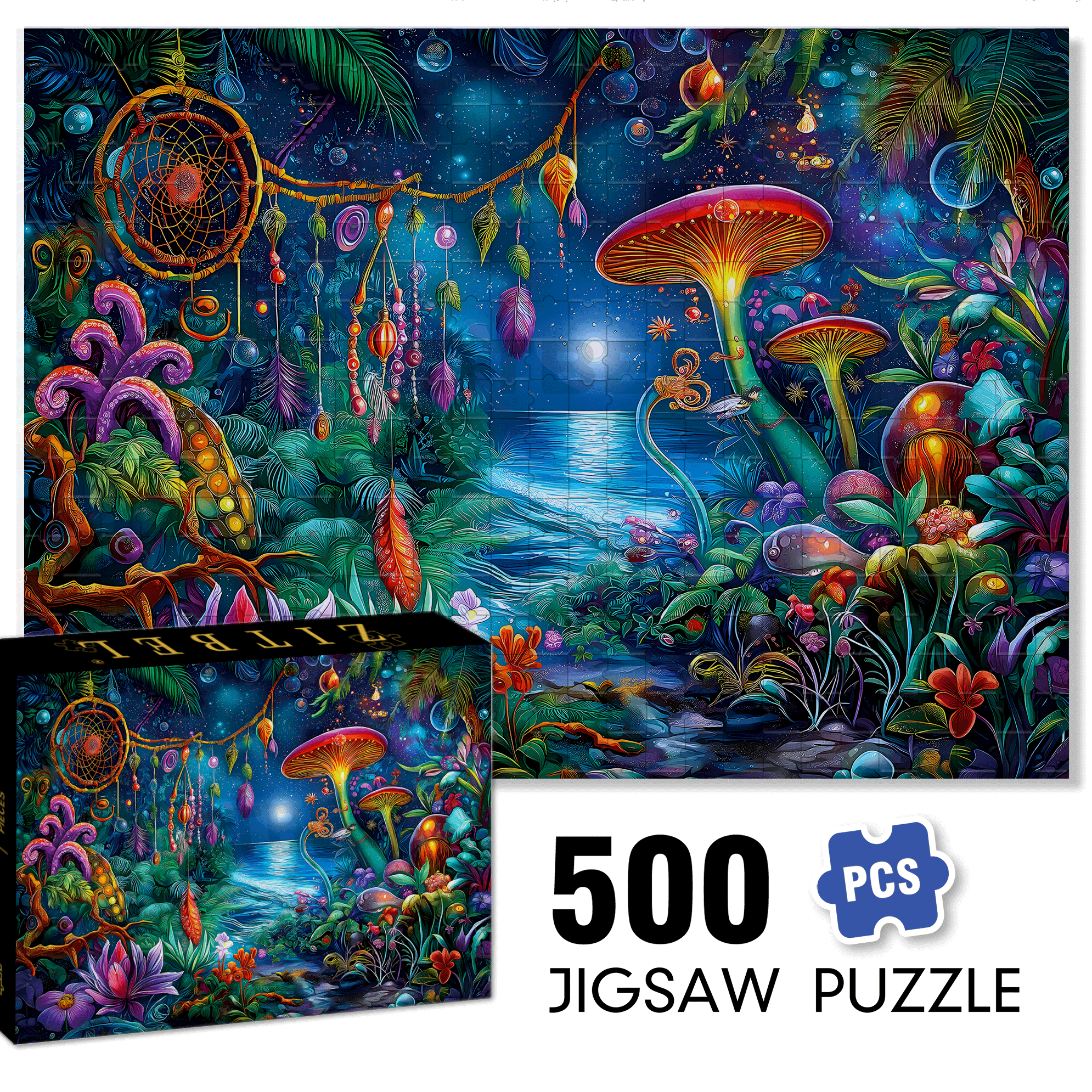 Blueforest Fantasy 500pcs/1000pcs Jigsaw Puzzle, Scratch-Resistant, Interactive Family Game & Brain-Boosting DIY Decor, Perfect for Halloween, Christmas & New Year Gifts, Family Puzzle Game