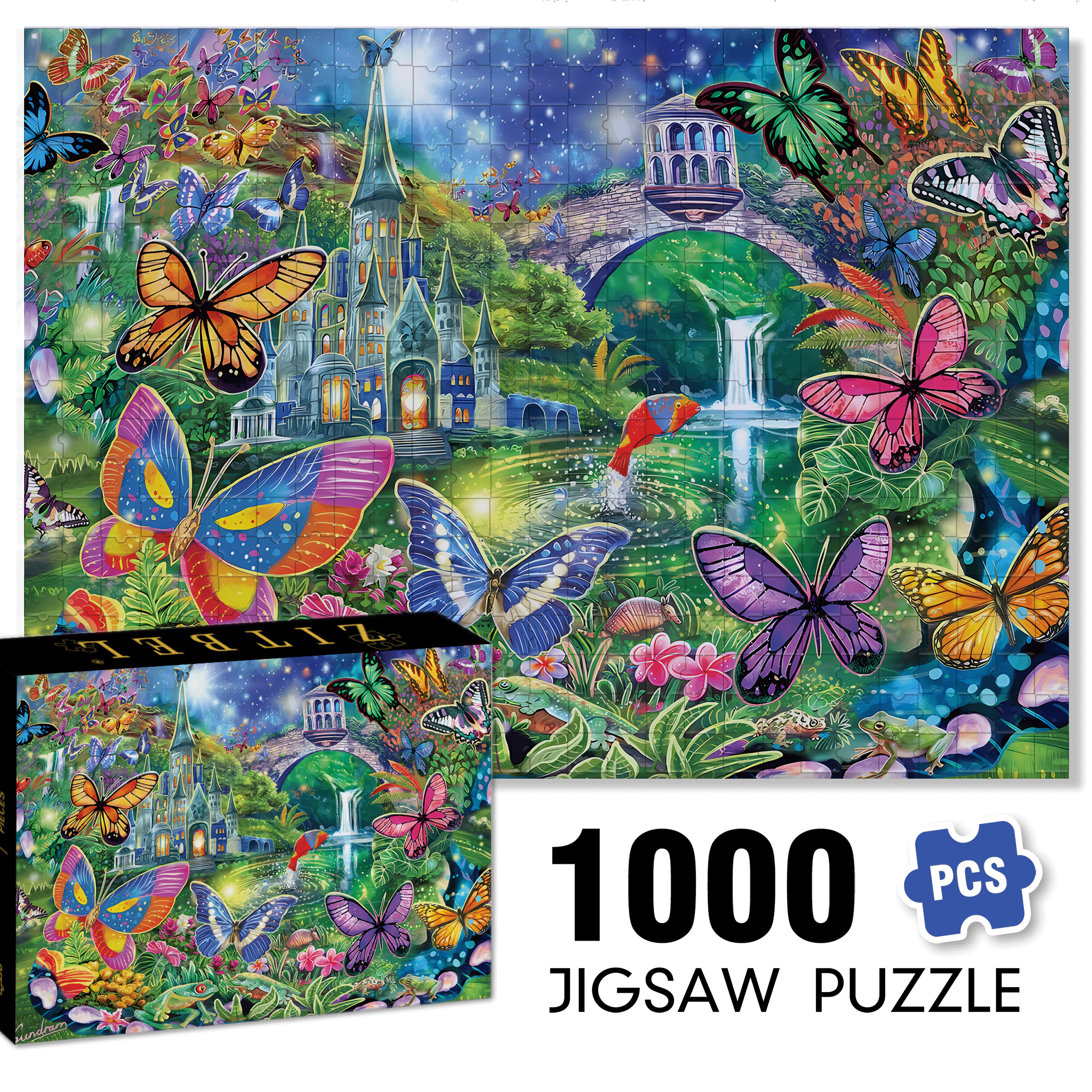 Butterfly Wonderland 500pcs/1000pcs Jigsaw Puzzle, Scratch-Resistant, Interactive Family Game & Brain-Boosting DIY Decor, Perfect for Halloween, Christmas & New Year Gifts, Family Puzzle Game
