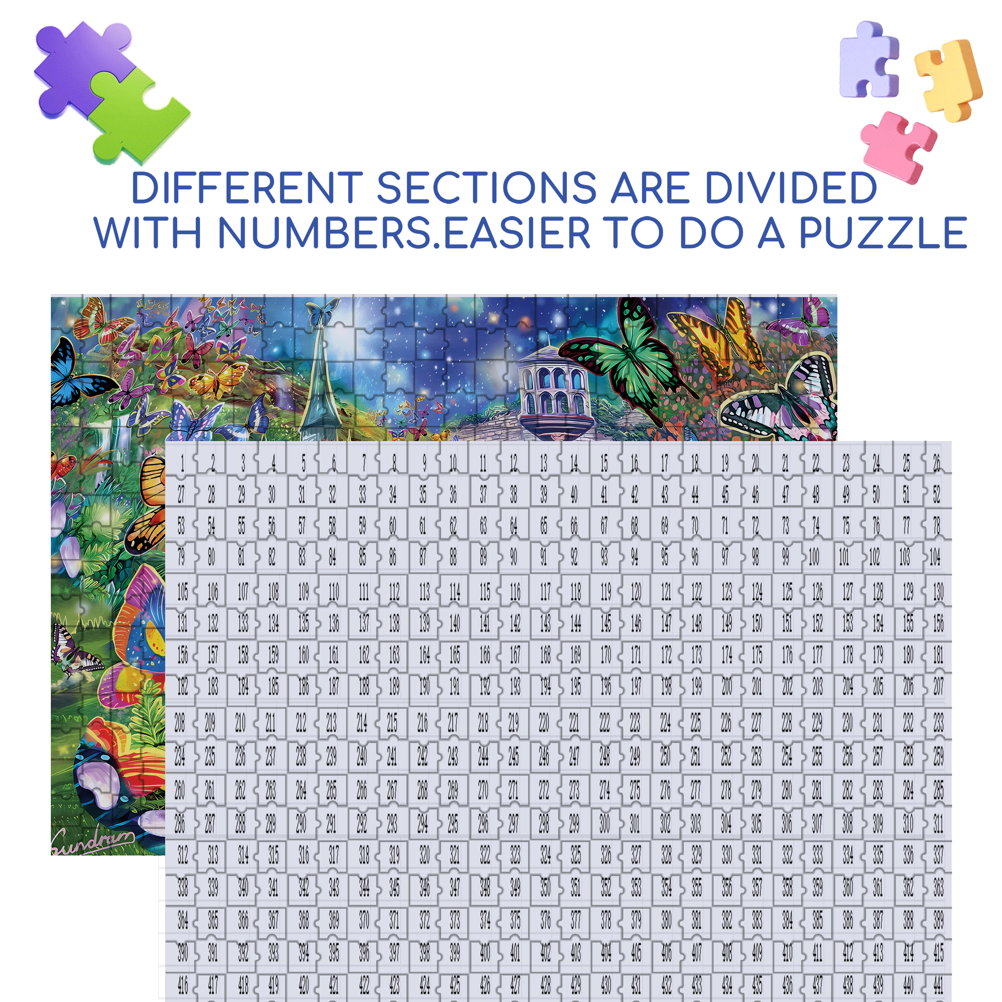 Butterfly Wonderland 500pcs/1000pcs Jigsaw Puzzle, Scratch-Resistant, Interactive Family Game & Brain-Boosting DIY Decor, Perfect for Halloween, Christmas & New Year Gifts, Family Puzzle Game