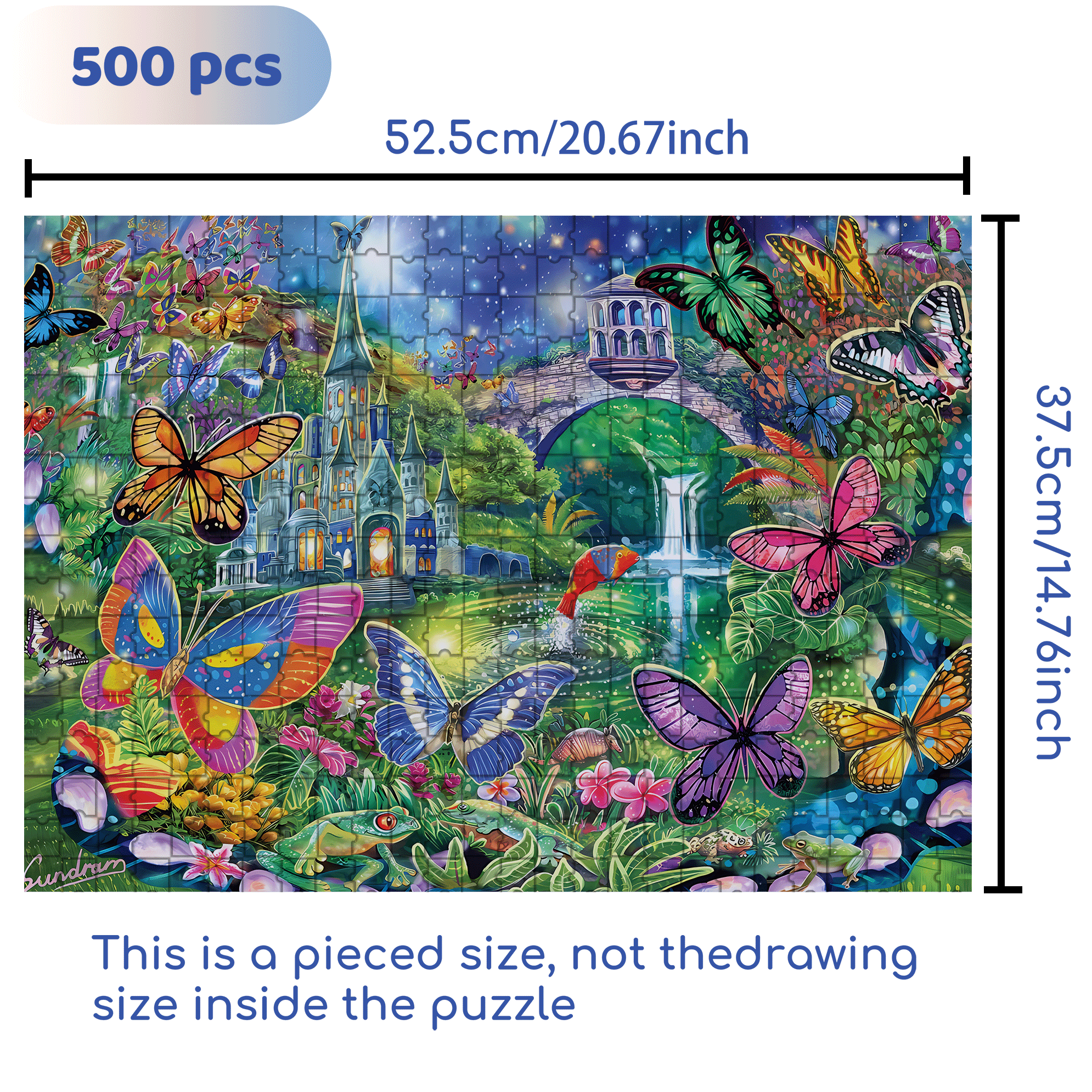 Butterfly Wonderland 500pcs/1000pcs Jigsaw Puzzle, Scratch-Resistant, Interactive Family Game & Brain-Boosting DIY Decor, Perfect for Halloween, Christmas & New Year Gifts, Family Puzzle Game