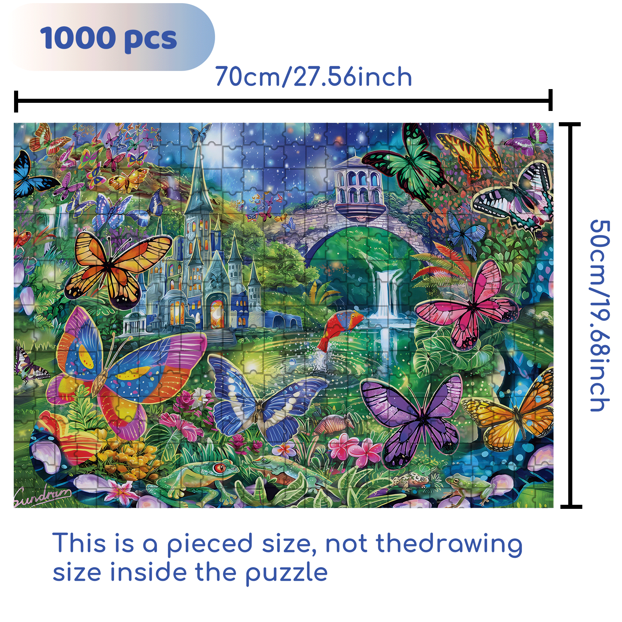 Butterfly Wonderland 500pcs/1000pcs Jigsaw Puzzle, Scratch-Resistant, Interactive Family Game & Brain-Boosting DIY Decor, Perfect for Halloween, Christmas & New Year Gifts, Family Puzzle Game