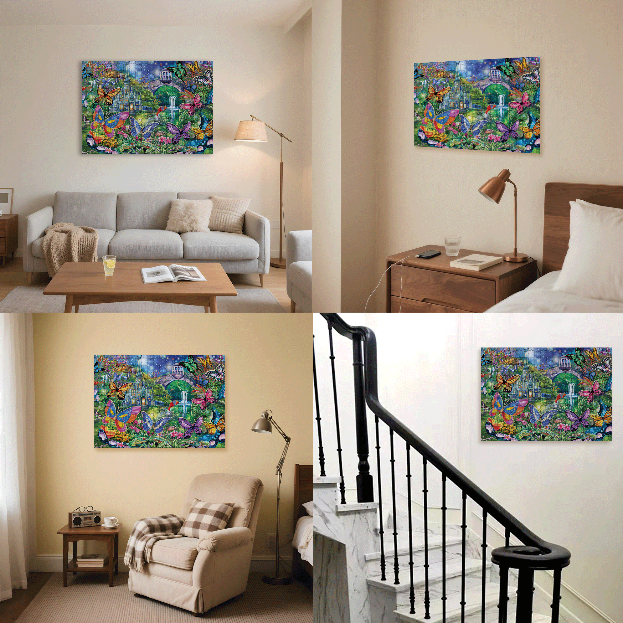 Butterfly Wonderland 500pcs/1000pcs Jigsaw Puzzle, Scratch-Resistant, Interactive Family Game & Brain-Boosting DIY Decor, Perfect for Halloween, Christmas & New Year Gifts, Family Puzzle Game