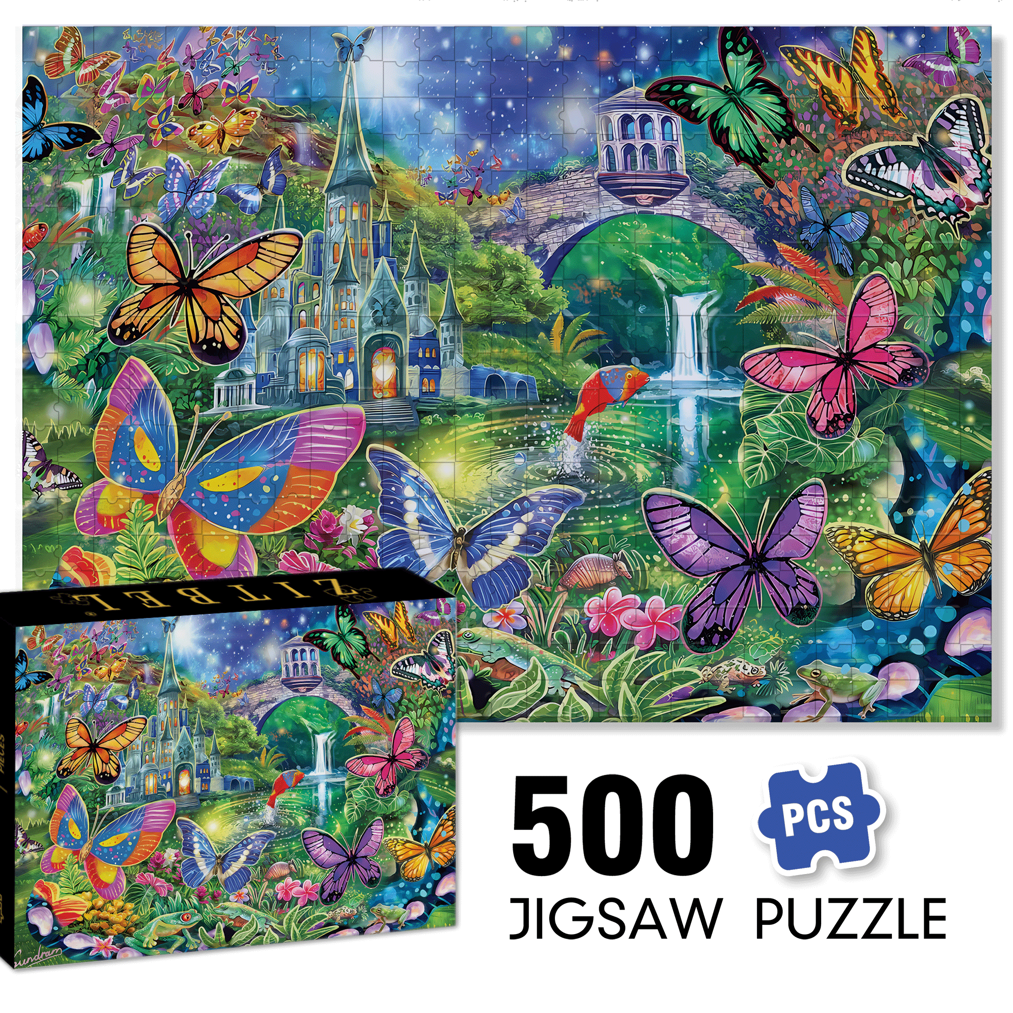 Butterfly Wonderland 500pcs/1000pcs Jigsaw Puzzle, Scratch-Resistant, Interactive Family Game & Brain-Boosting DIY Decor, Perfect for Halloween, Christmas & New Year Gifts, Family Puzzle Game
