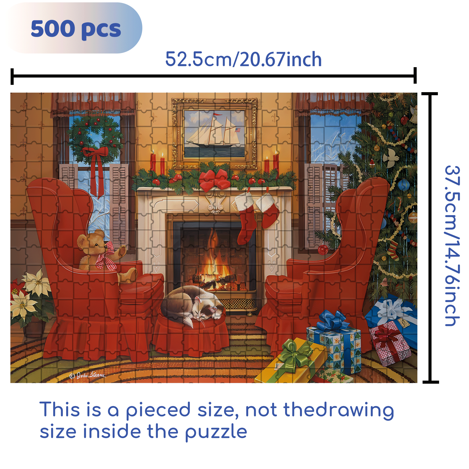 Christmas Hearth 500pcs/1000pcs Jigsaw Puzzle, Scratch-Resistant, Interactive Family Game & Brain-Boosting DIY Decor, Perfect for Halloween, Christmas & New Year Gifts, Family Puzzle Game