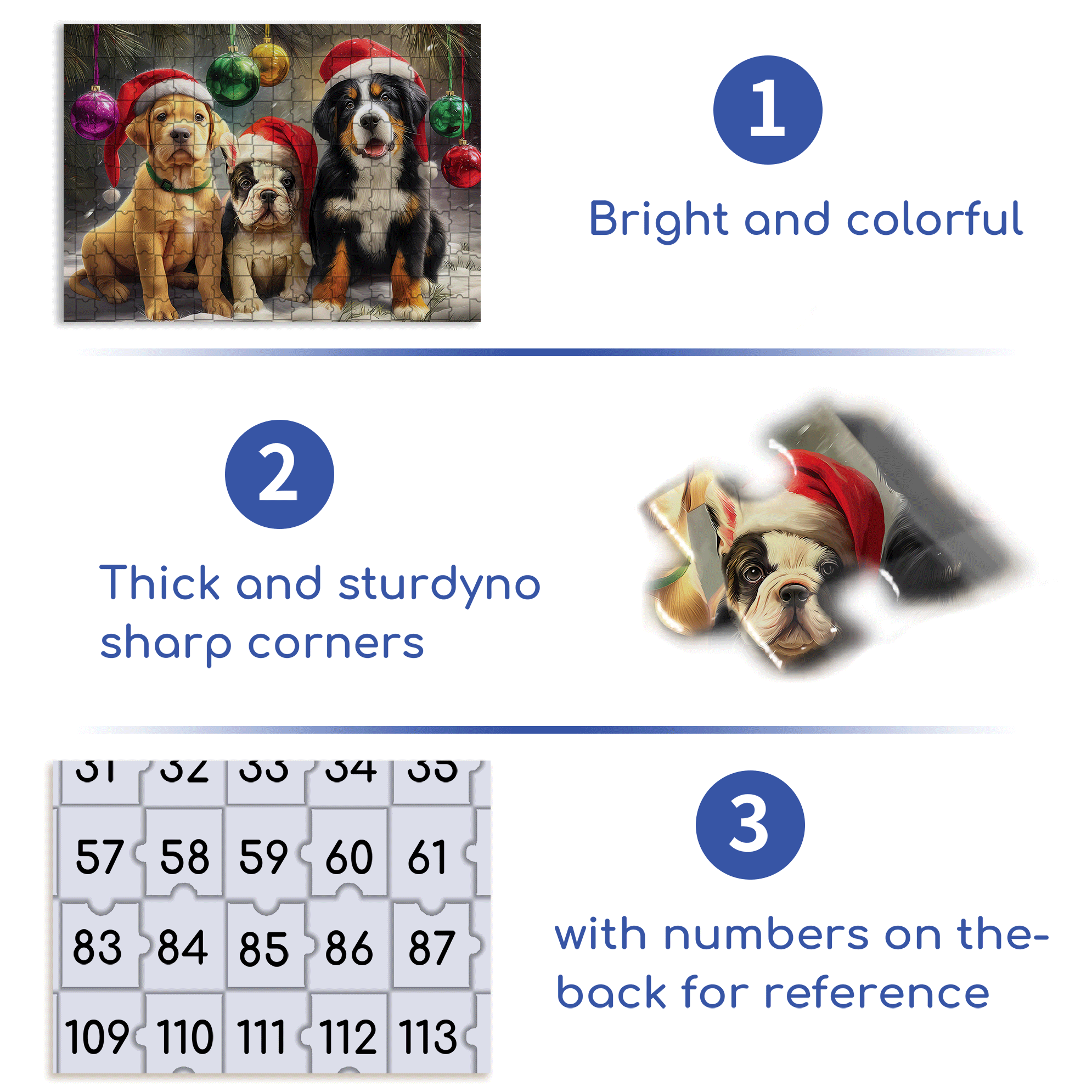Christmas Pups 500pcs/1000pcs Jigsaw Puzzle, Scratch-Resistant, Interactive Family Game & Brain-Boosting DIY Decor, Perfect for Halloween, Christmas & New Year Gifts, Family Puzzle Game