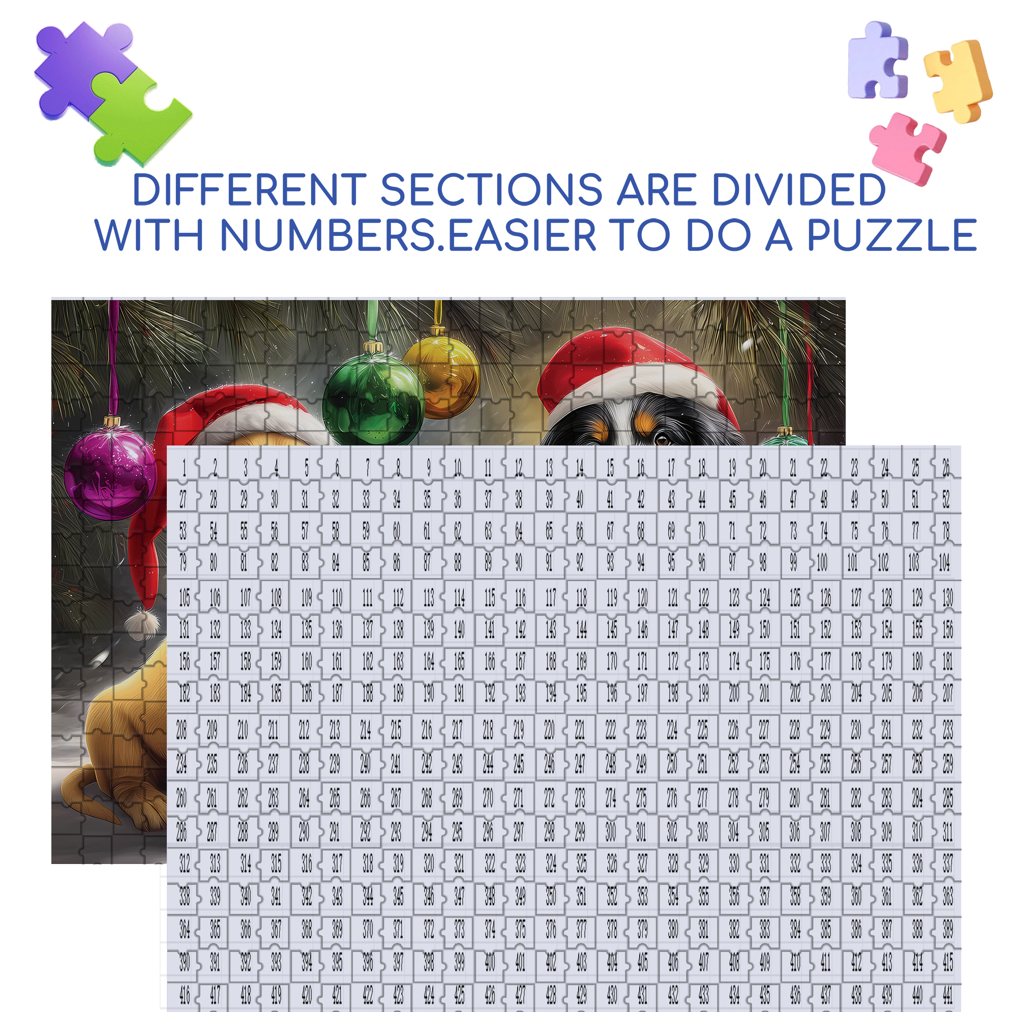 Christmas Pups 500pcs/1000pcs Jigsaw Puzzle, Scratch-Resistant, Interactive Family Game & Brain-Boosting DIY Decor, Perfect for Halloween, Christmas & New Year Gifts, Family Puzzle Game