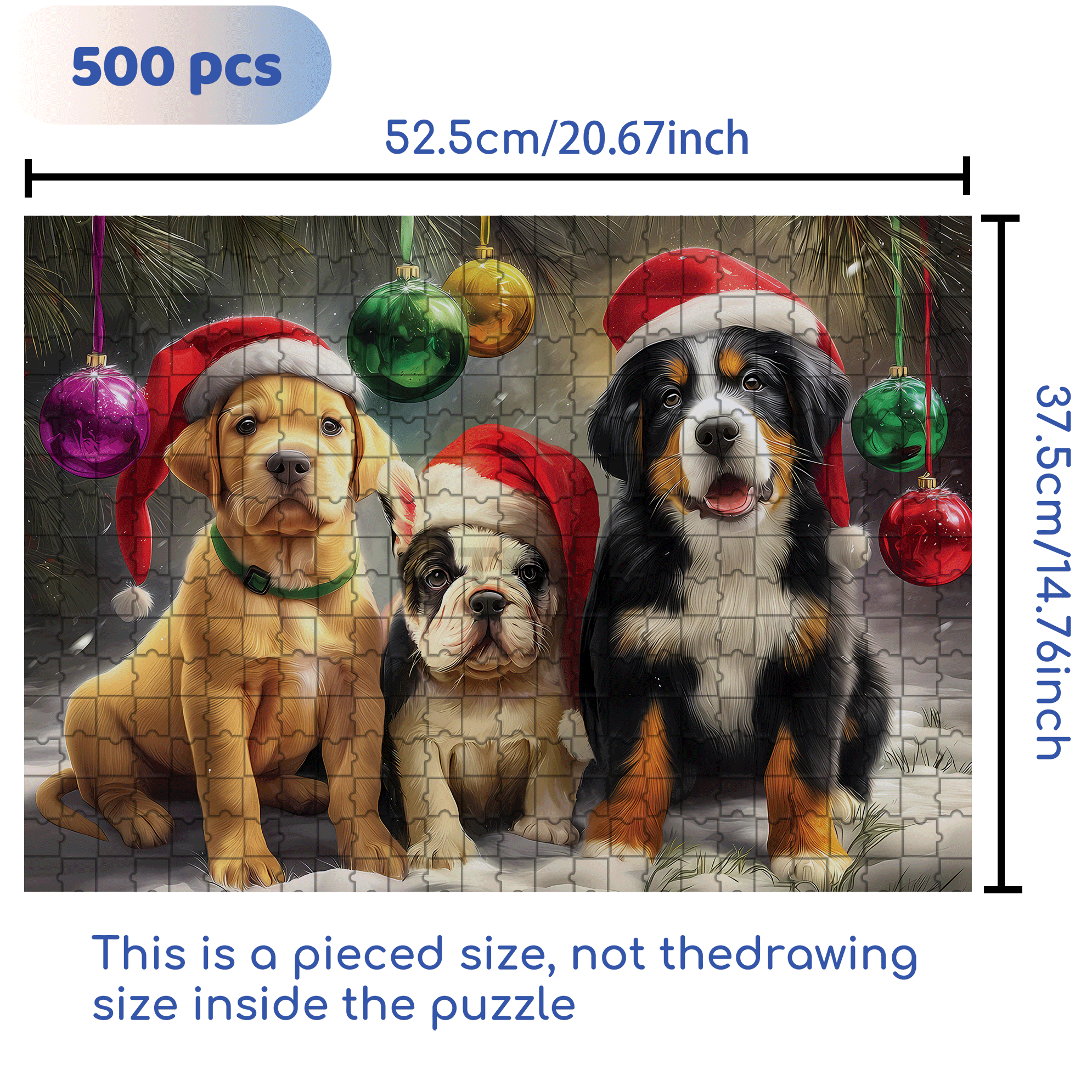 Christmas Pups 500pcs/1000pcs Jigsaw Puzzle, Scratch-Resistant, Interactive Family Game & Brain-Boosting DIY Decor, Perfect for Halloween, Christmas & New Year Gifts, Family Puzzle Game