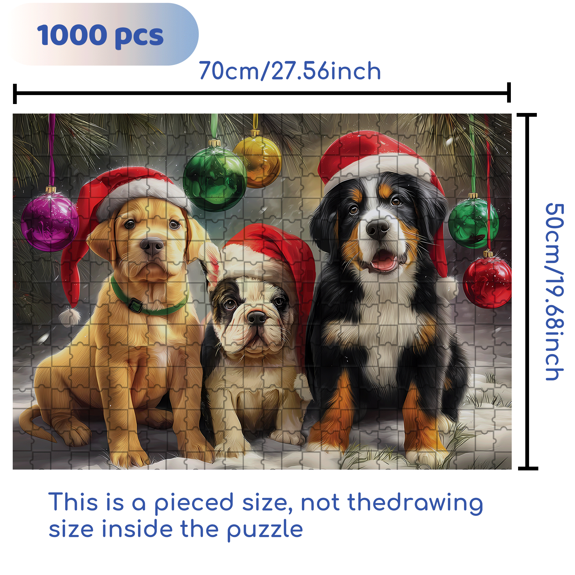 Christmas Pups 500pcs/1000pcs Jigsaw Puzzle, Scratch-Resistant, Interactive Family Game & Brain-Boosting DIY Decor, Perfect for Halloween, Christmas & New Year Gifts, Family Puzzle Game