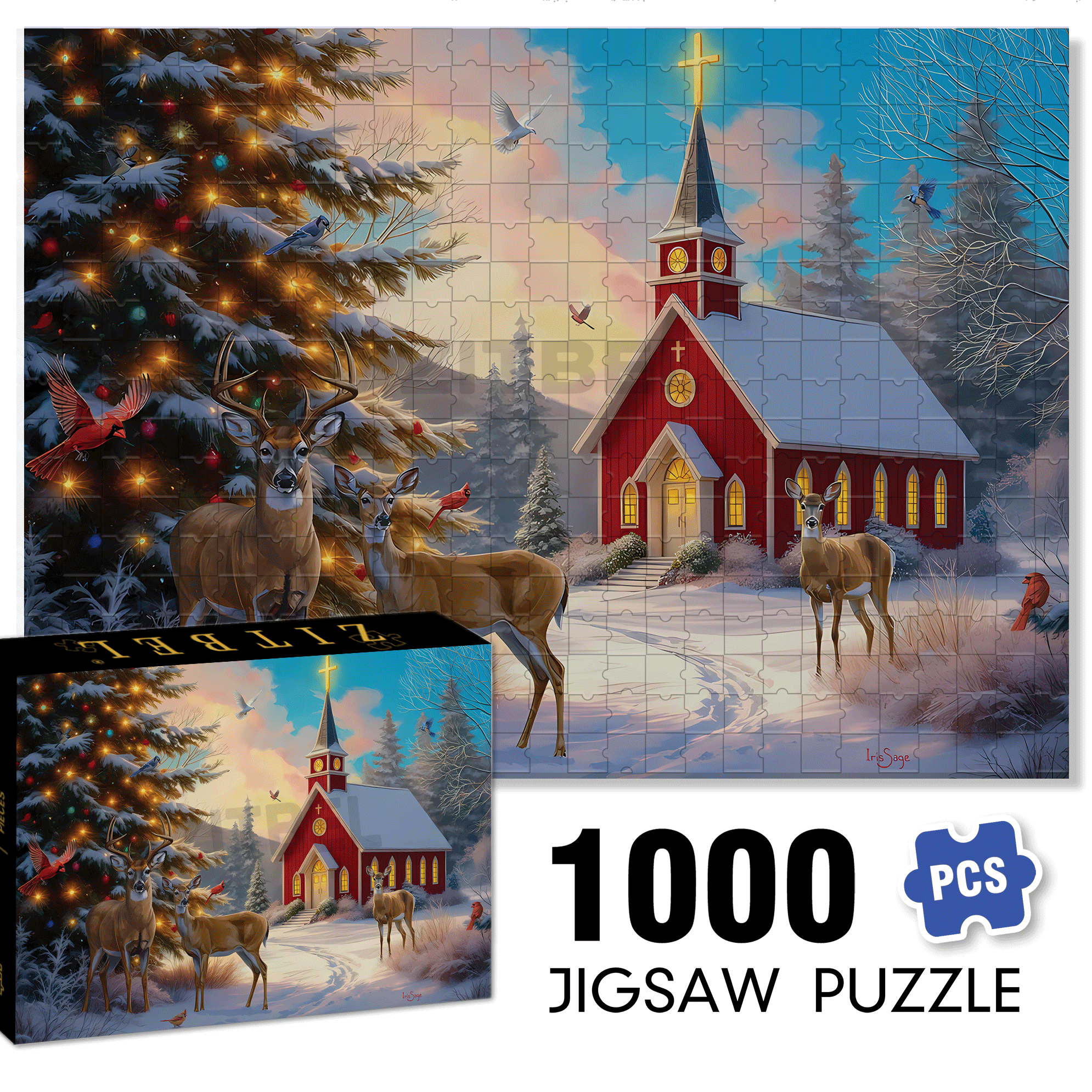 Christmas Radiance 500pcs/1000pcs Jigsaw Puzzle, Scratch-Resistant, Interactive Family Game & Brain-Boosting DIY Decor, Perfect for Halloween, Christmas & New Year Gifts, Family Puzzle Game