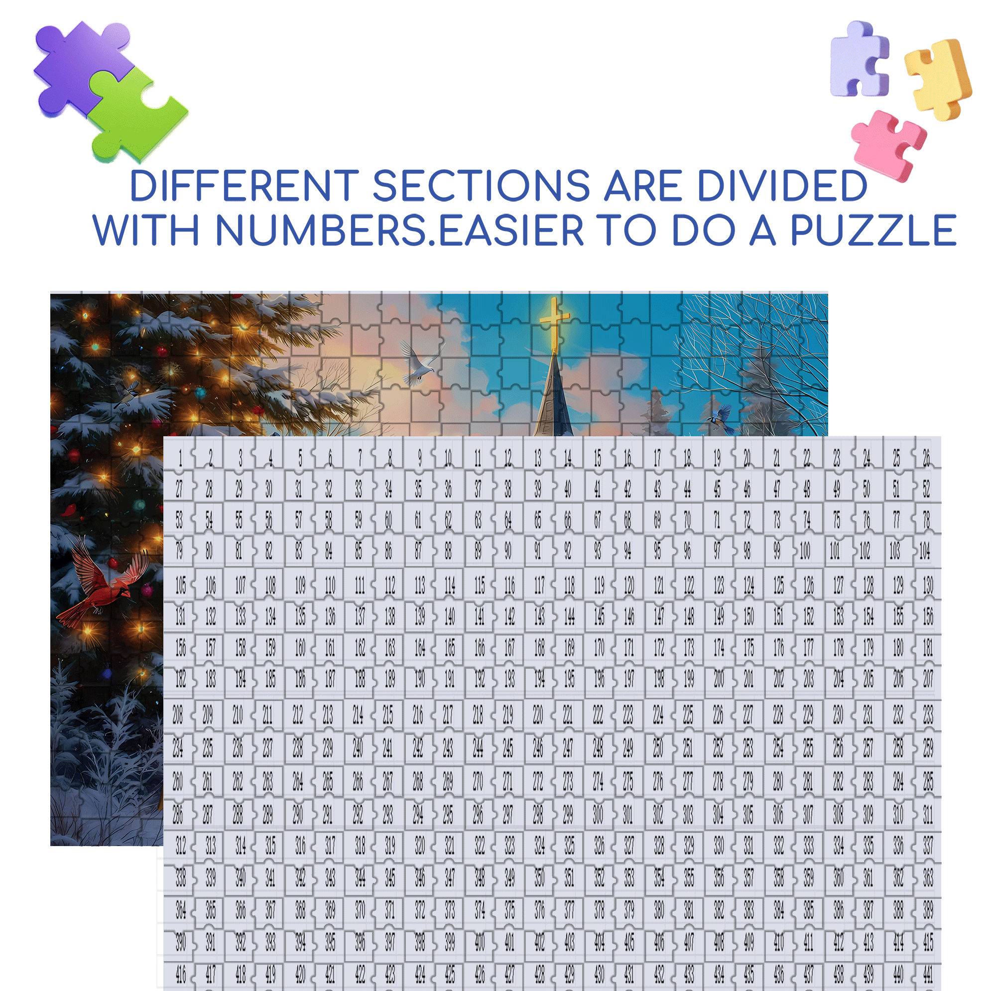 Christmas Radiance 500pcs/1000pcs Jigsaw Puzzle, Scratch-Resistant, Interactive Family Game & Brain-Boosting DIY Decor, Perfect for Halloween, Christmas & New Year Gifts, Family Puzzle Game