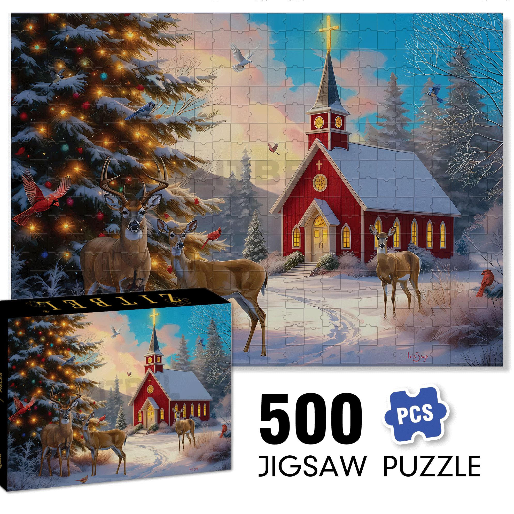 Christmas Radiance 500pcs/1000pcs Jigsaw Puzzle, Scratch-Resistant, Interactive Family Game & Brain-Boosting DIY Decor, Perfect for Halloween, Christmas & New Year Gifts, Family Puzzle Game