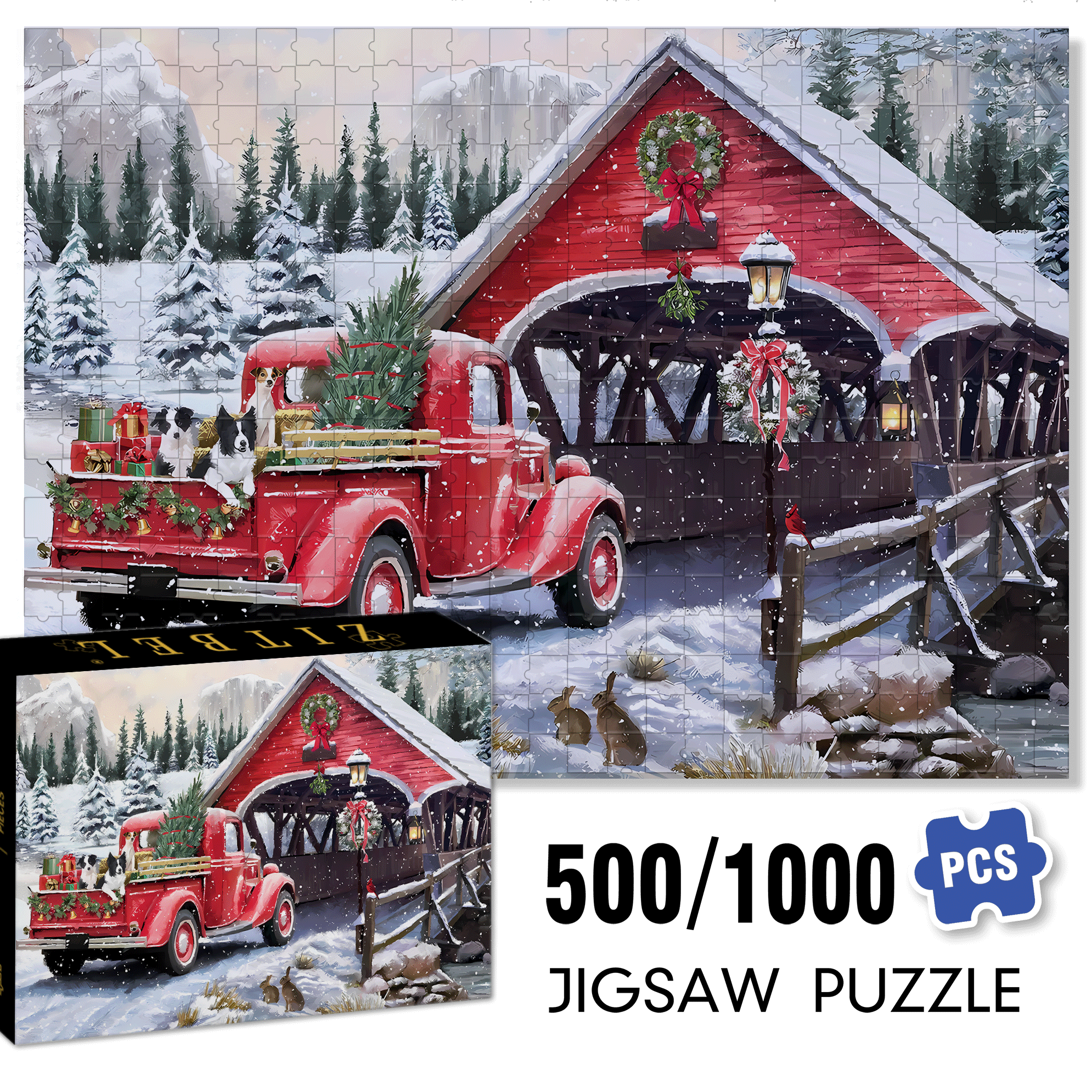 Christmas Special Delivery 500pcs/1000pcs Jigsaw Puzzle, Scratch-Resistant, Interactive Family Game & Brain-Boosting DIY Decor, Perfect for Halloween, Christmas & New Year Gifts, Family Puzzle Game