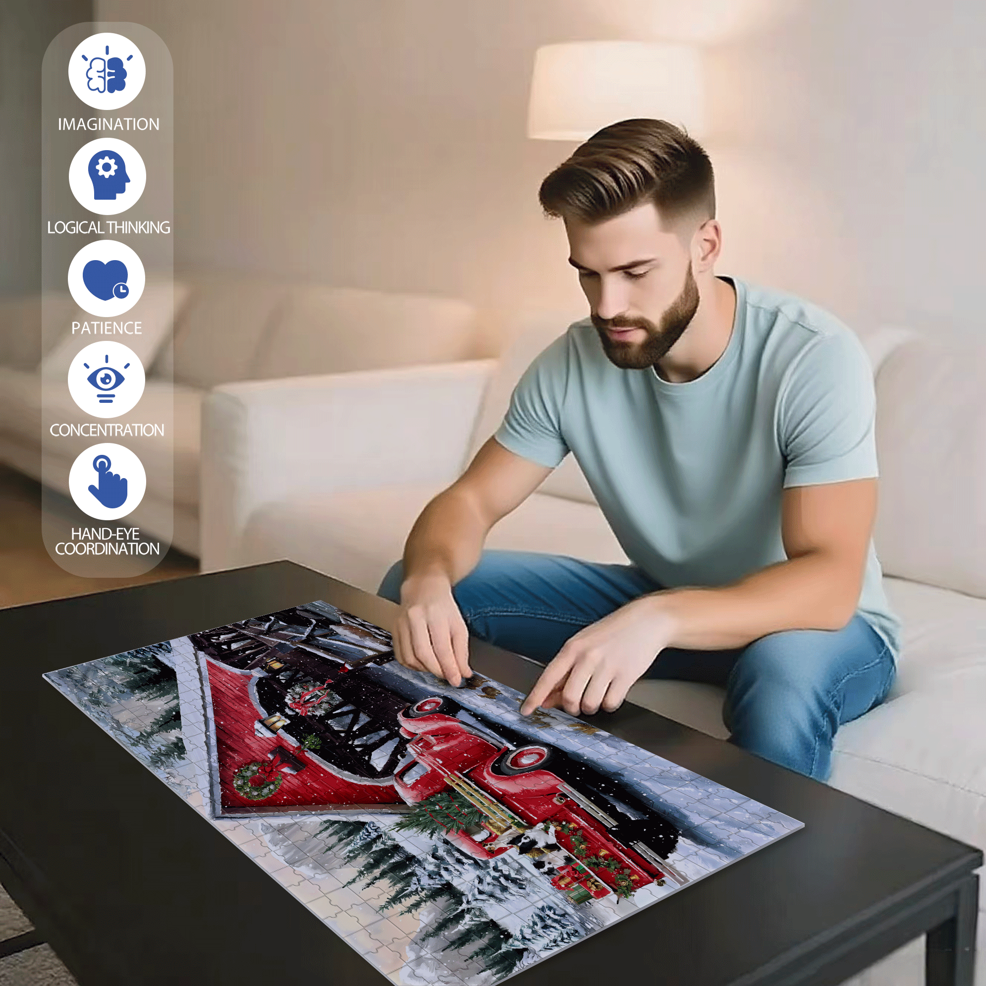 Christmas Special Delivery 500pcs/1000pcs Jigsaw Puzzle, Scratch-Resistant, Interactive Family Game & Brain-Boosting DIY Decor, Perfect for Halloween, Christmas & New Year Gifts, Family Puzzle Game
