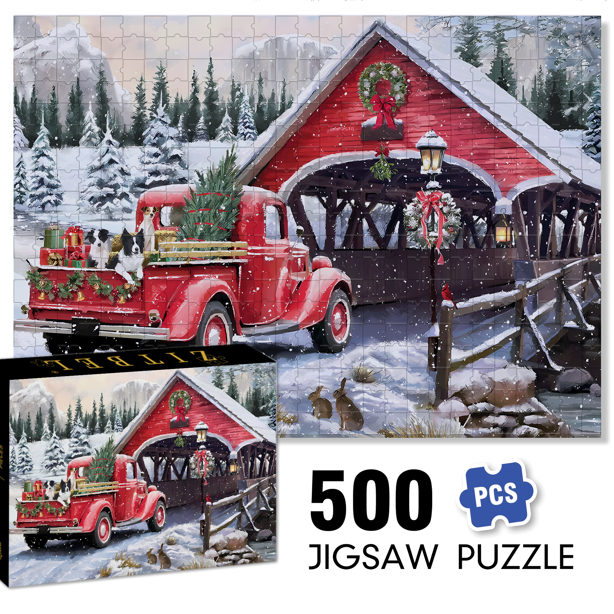 Christmas Special Delivery 500pcs/1000pcs Jigsaw Puzzle, Scratch-Resistant, Interactive Family Game & Brain-Boosting DIY Decor, Perfect for Halloween, Christmas & New Year Gifts, Family Puzzle Game