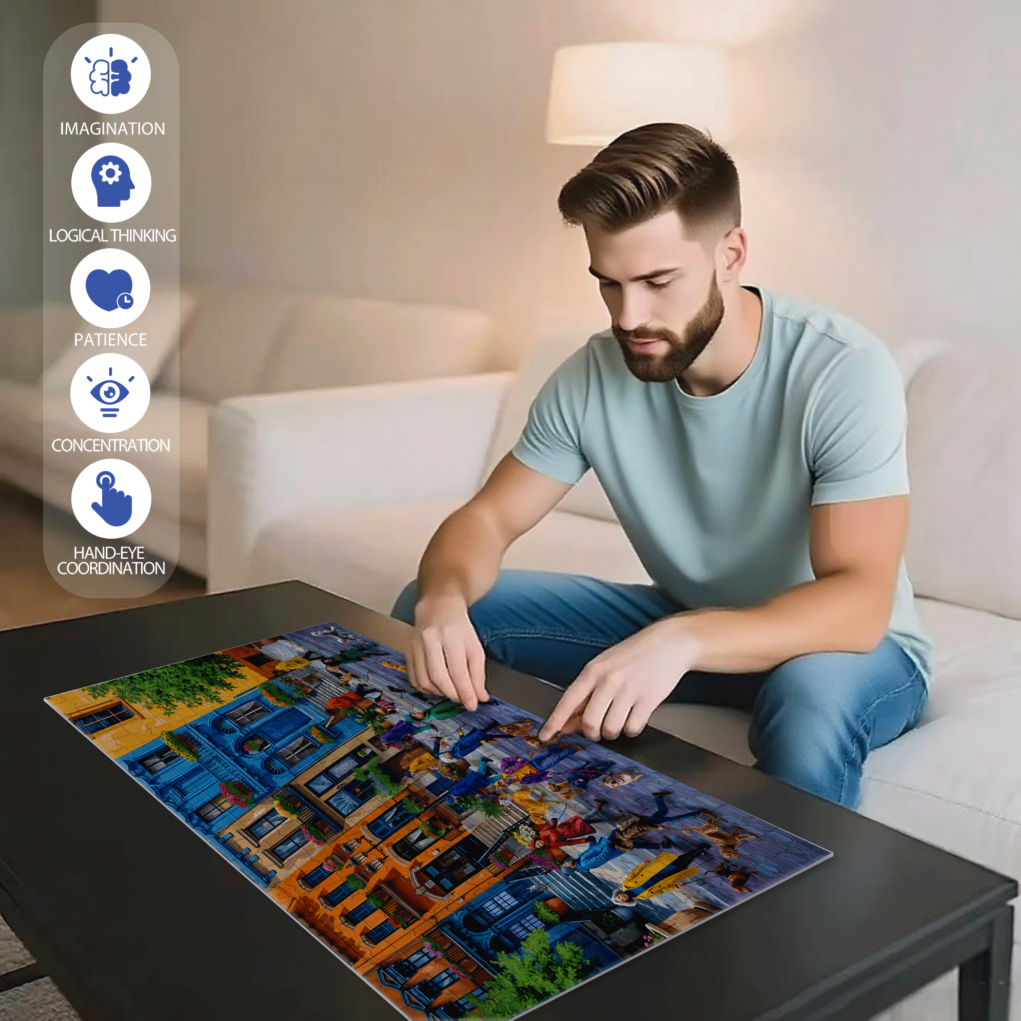 Dog Walkers 500pcs/1000pcs Jigsaw Puzzle, Scratch-Resistant, Interactive Family Game & Brain-Boosting DIY Decor, Perfect for Halloween, Christmas & New Year Gifts, Family Puzzle Game