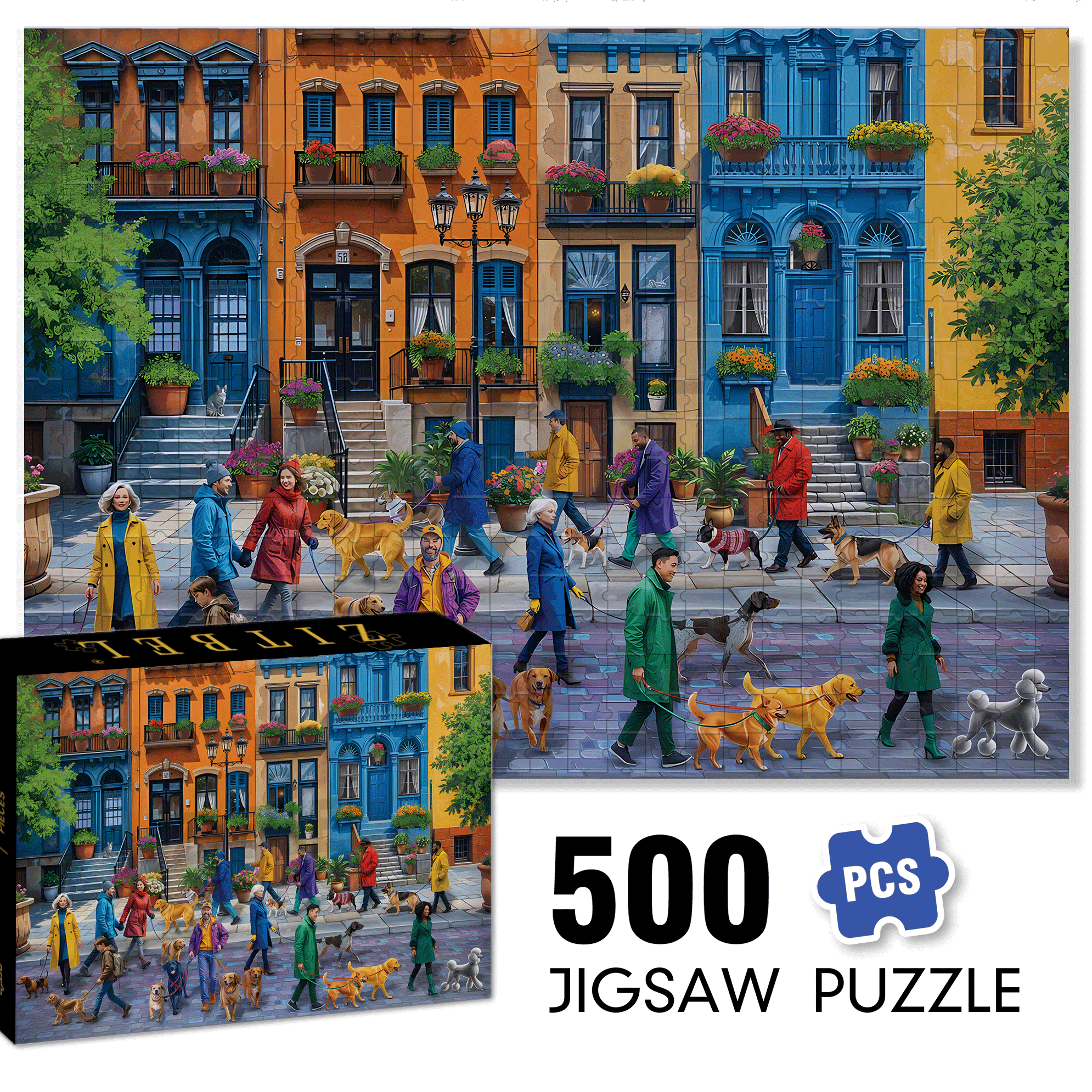 Dog Walkers 500pcs/1000pcs Jigsaw Puzzle, Scratch-Resistant, Interactive Family Game & Brain-Boosting DIY Decor, Perfect for Halloween, Christmas & New Year Gifts, Family Puzzle Game