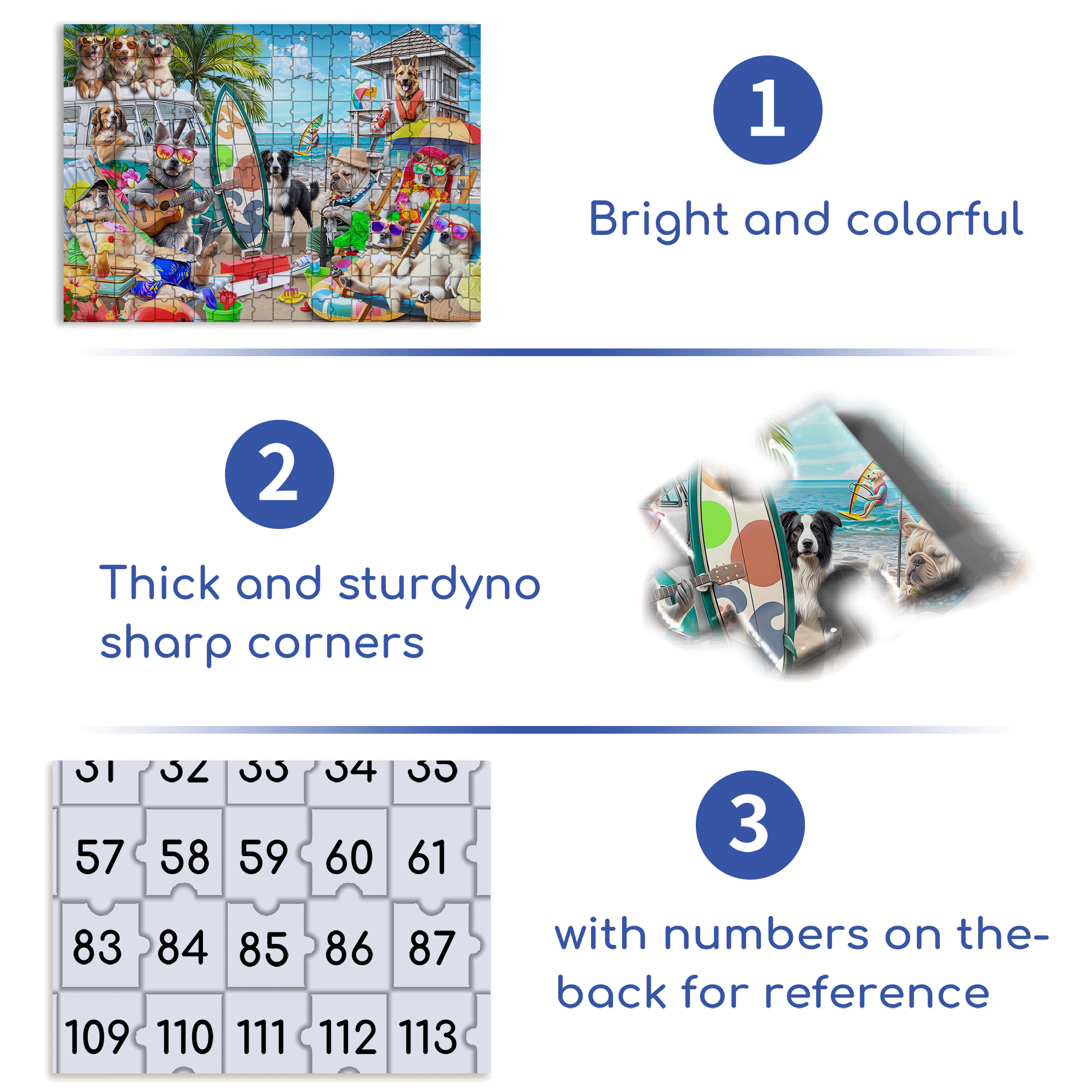 Dogs on The Beach 500pcs/1000pcs Jigsaw Puzzle, Scratch-Resistant, Interactive Family Game & Brain-Boosting DIY Decor, Perfect for Halloween, Christmas & New Year Gifts, Family Puzzle Game
