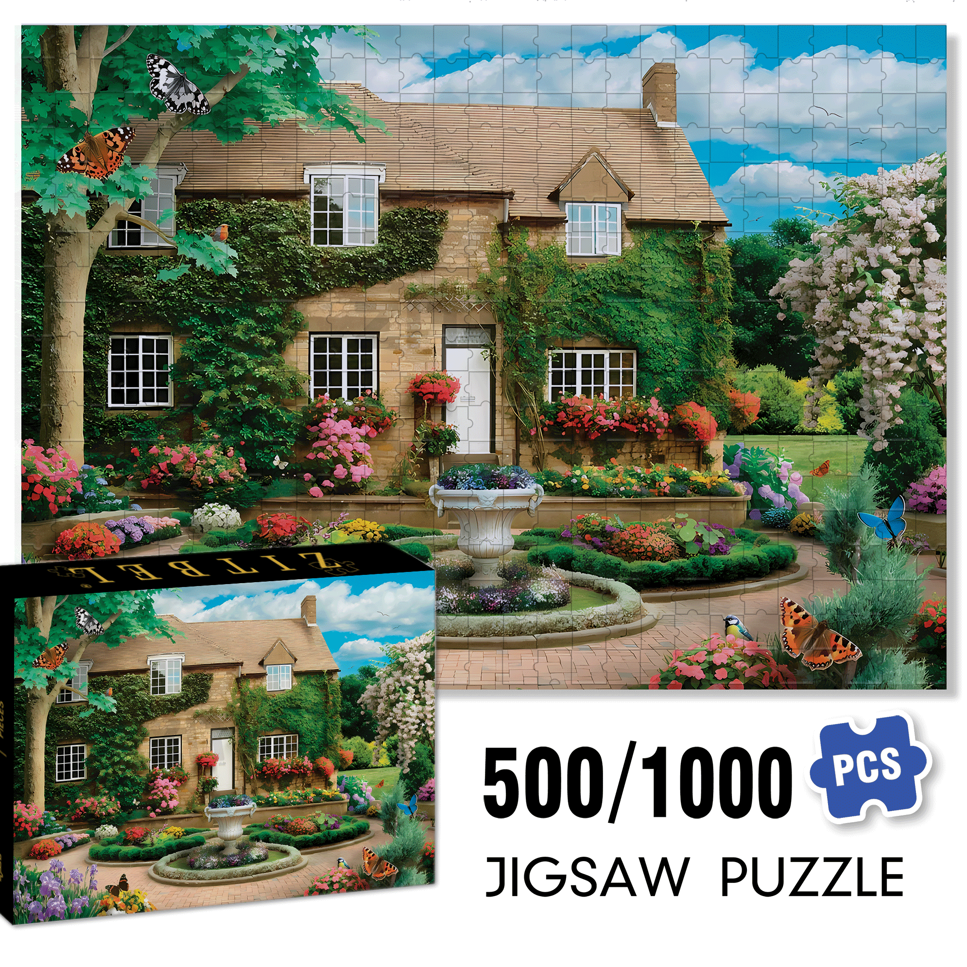 Estate Of Opulence 500pcs/1000pcs Jigsaw Puzzle, Scratch-Resistant, Interactive Family Game & Brain-Boosting DIY Decor, Perfect for Halloween, Christmas & New Year Gifts, Family Puzzle Game