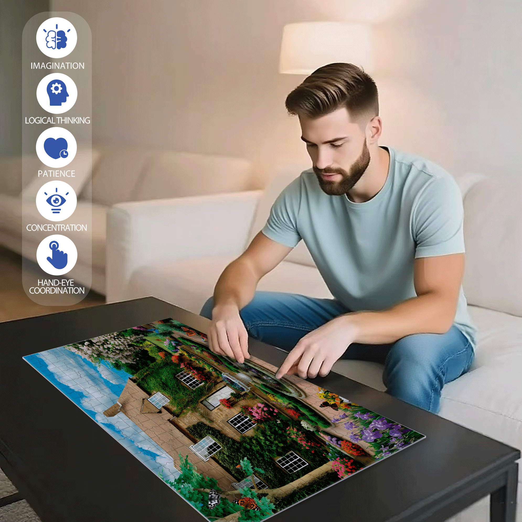 Estate Of Opulence 500pcs/1000pcs Jigsaw Puzzle, Scratch-Resistant, Interactive Family Game & Brain-Boosting DIY Decor, Perfect for Halloween, Christmas & New Year Gifts, Family Puzzle Game