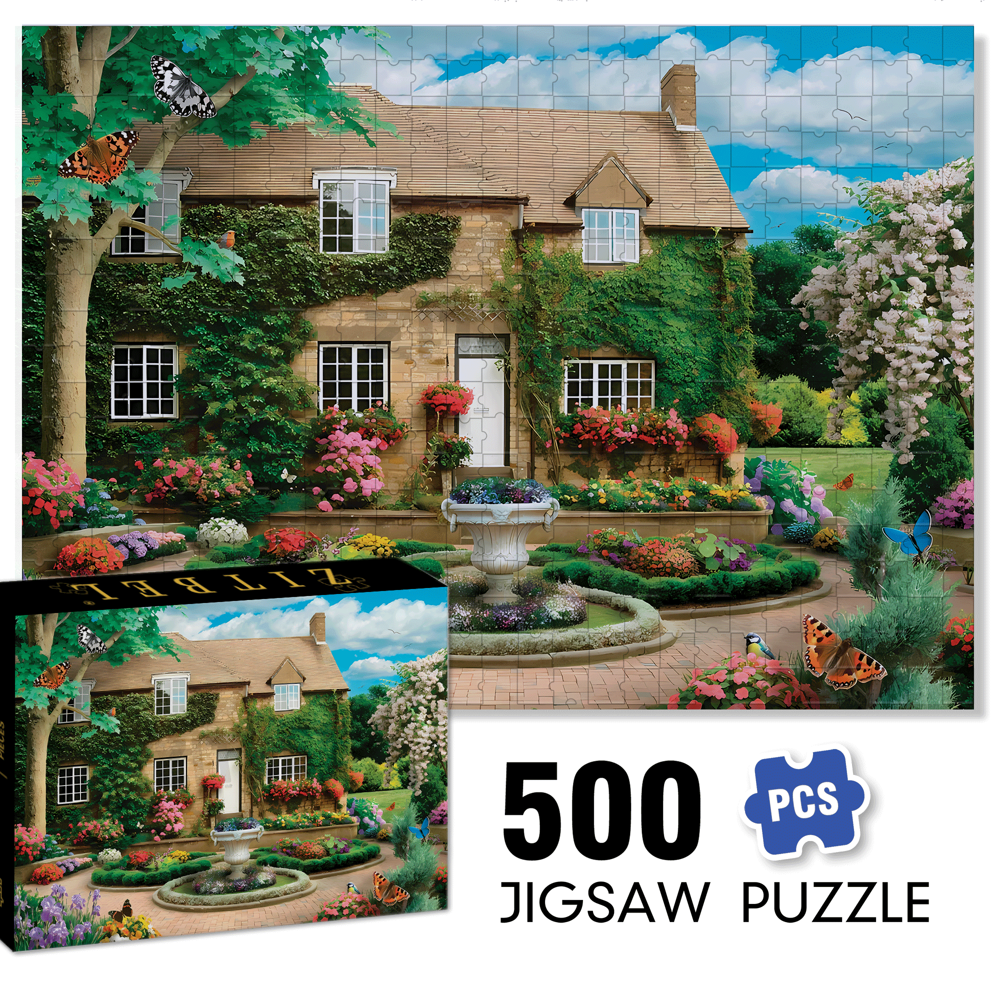 Estate Of Opulence 500pcs/1000pcs Jigsaw Puzzle, Scratch-Resistant, Interactive Family Game & Brain-Boosting DIY Decor, Perfect for Halloween, Christmas & New Year Gifts, Family Puzzle Game