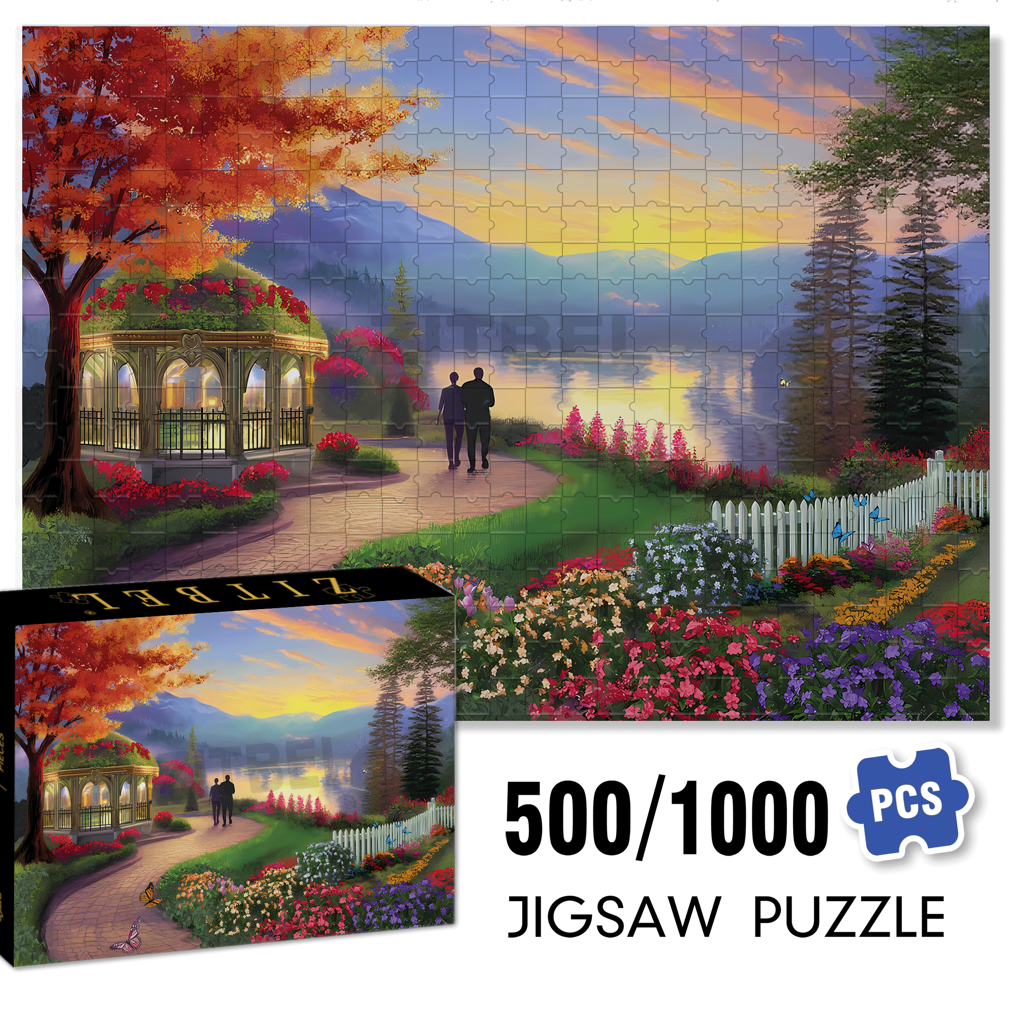Evening Stroll 500pcs/1000pcs Jigsaw Puzzle, Scratch-Resistant, Interactive Family Game & Brain-Boosting DIY Decor, Perfect for Halloween, Christmas & New Year Gifts, Family Puzzle Game