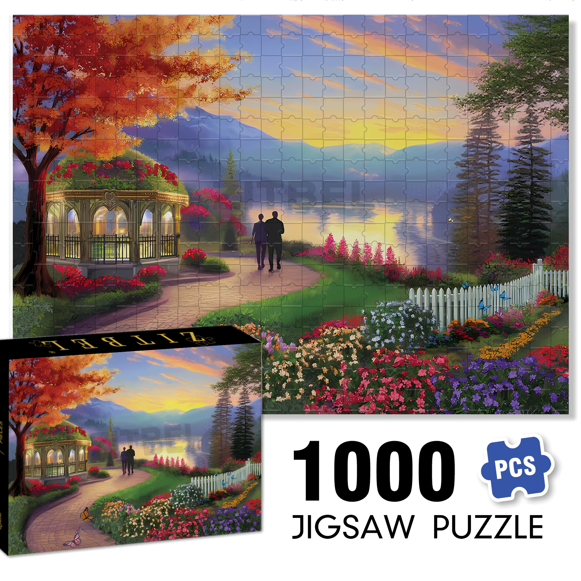 Evening Stroll 500pcs/1000pcs Jigsaw Puzzle, Scratch-Resistant, Interactive Family Game & Brain-Boosting DIY Decor, Perfect for Halloween, Christmas & New Year Gifts, Family Puzzle Game