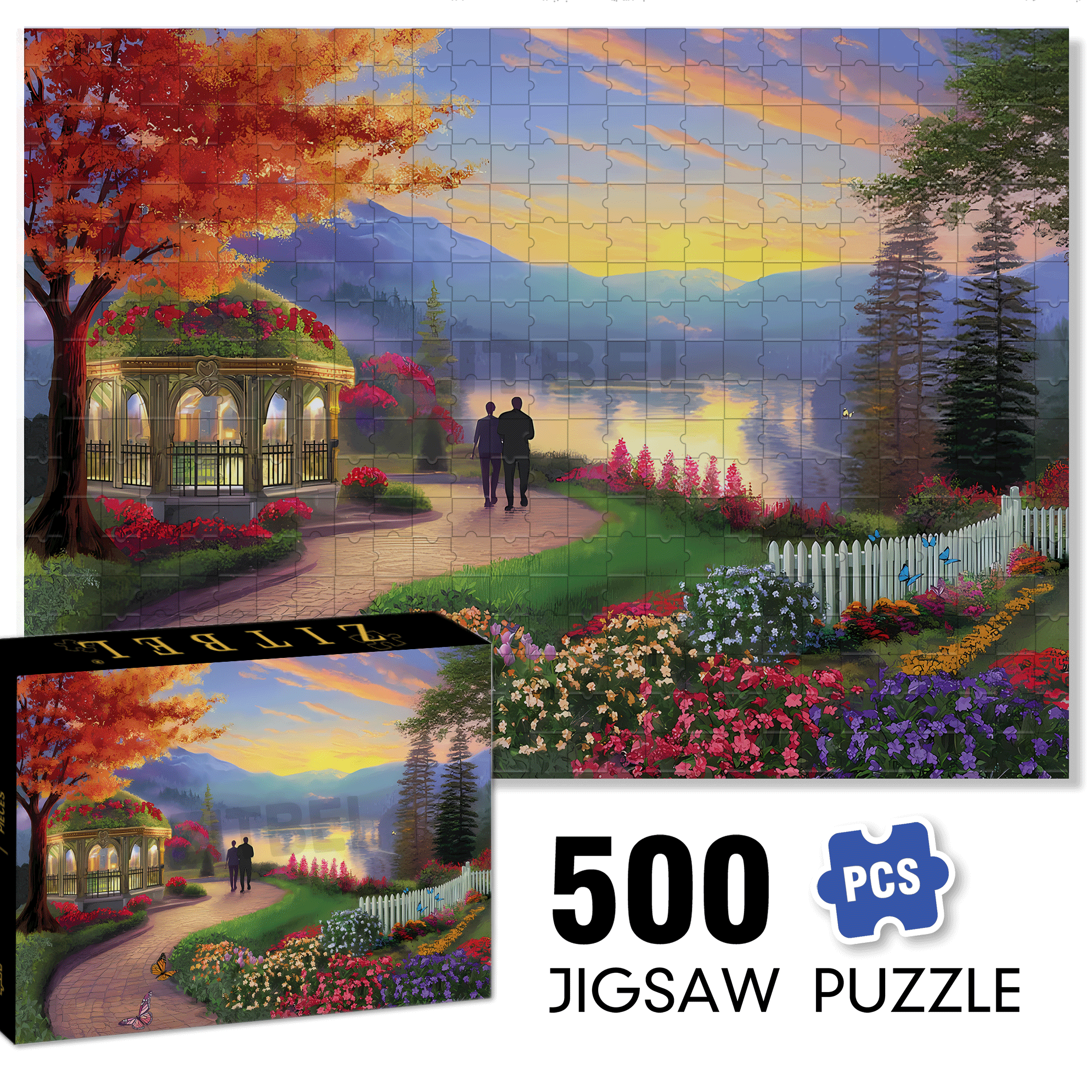 Evening Stroll 500pcs/1000pcs Jigsaw Puzzle, Scratch-Resistant, Interactive Family Game & Brain-Boosting DIY Decor, Perfect for Halloween, Christmas & New Year Gifts, Family Puzzle Game